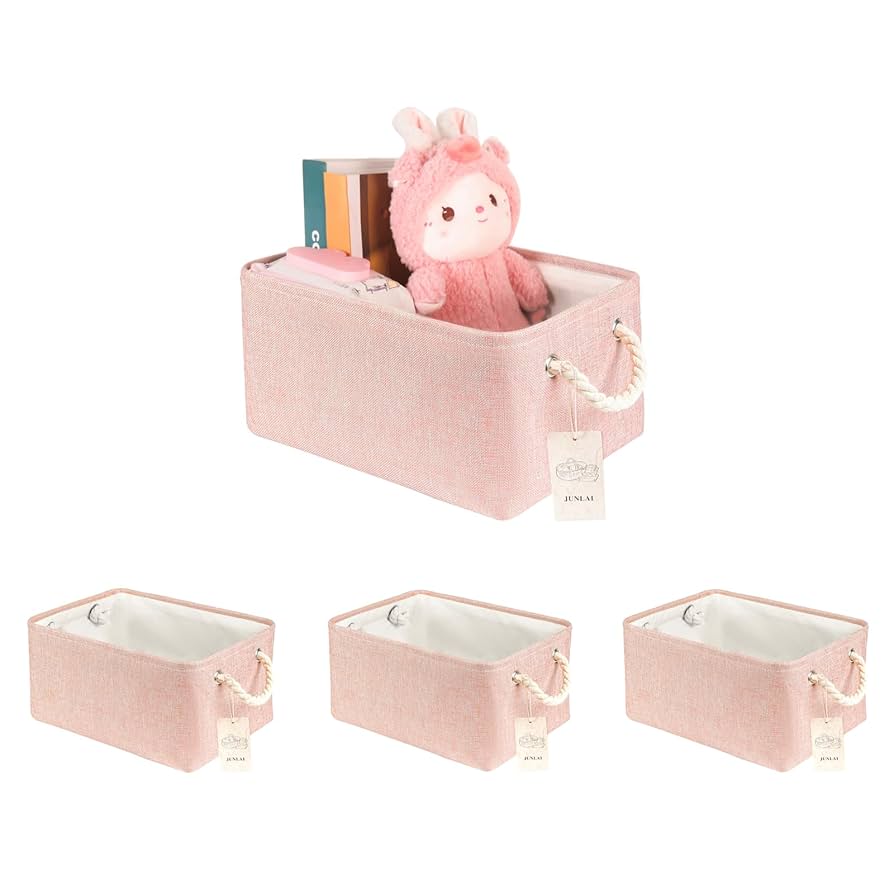 JUNLAI Storage Baskets With Handles, Foldable Sall Storage Box, Fabric Wardrobe Storage Basket
