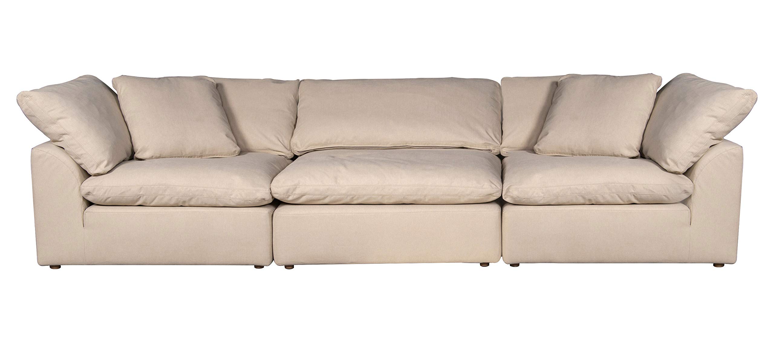 Sunset Trading Contemporary Puff Collection 3 Piece 132 Wide Slipcovered Modular Sectional Sofa Deep-Seating Down-Filled Couch Performance Fabric