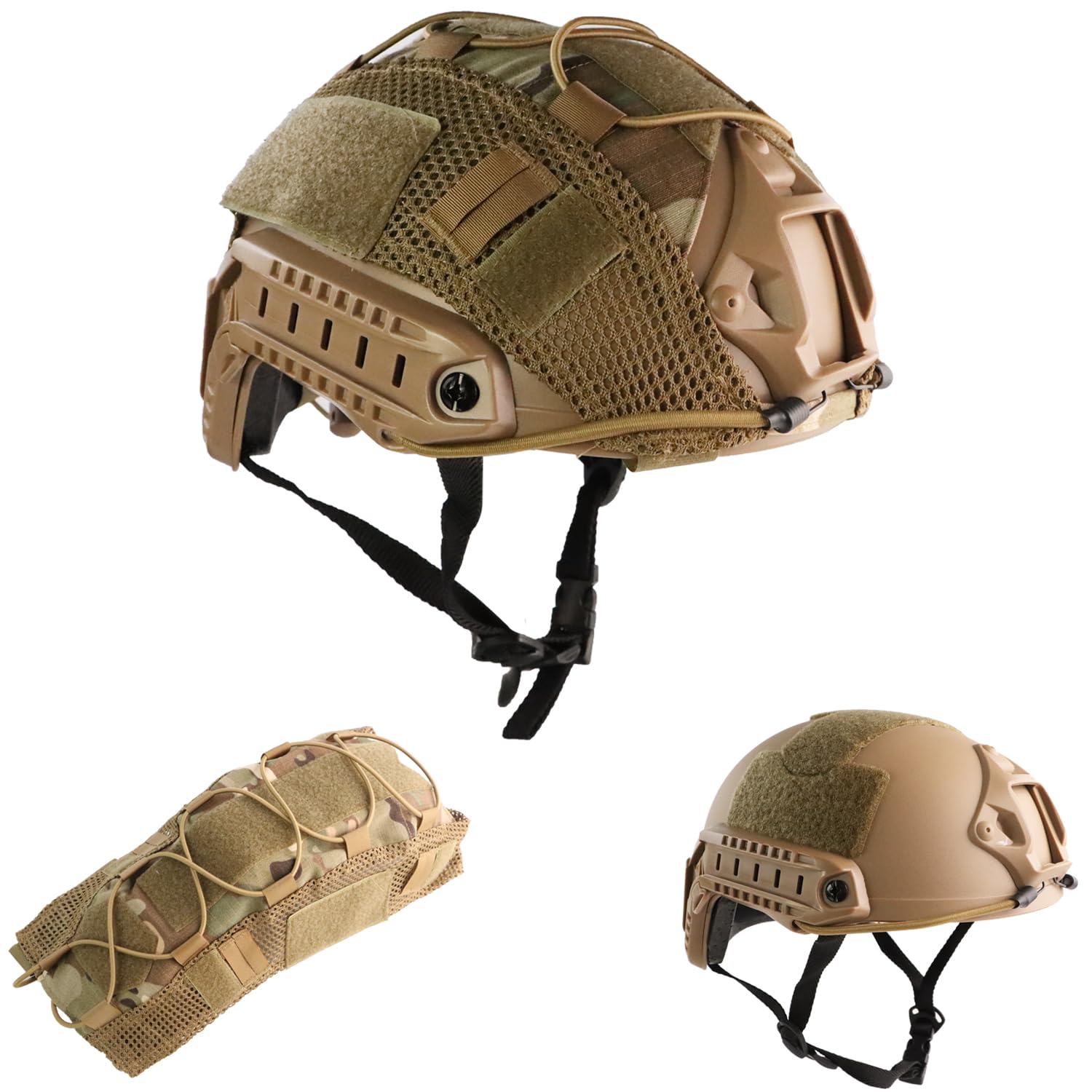 BOOIU Airsoft Helmet Fast Helmet Airsoft Tactical Helmet Adjustable-MH Fast Helmet M Size (tan)