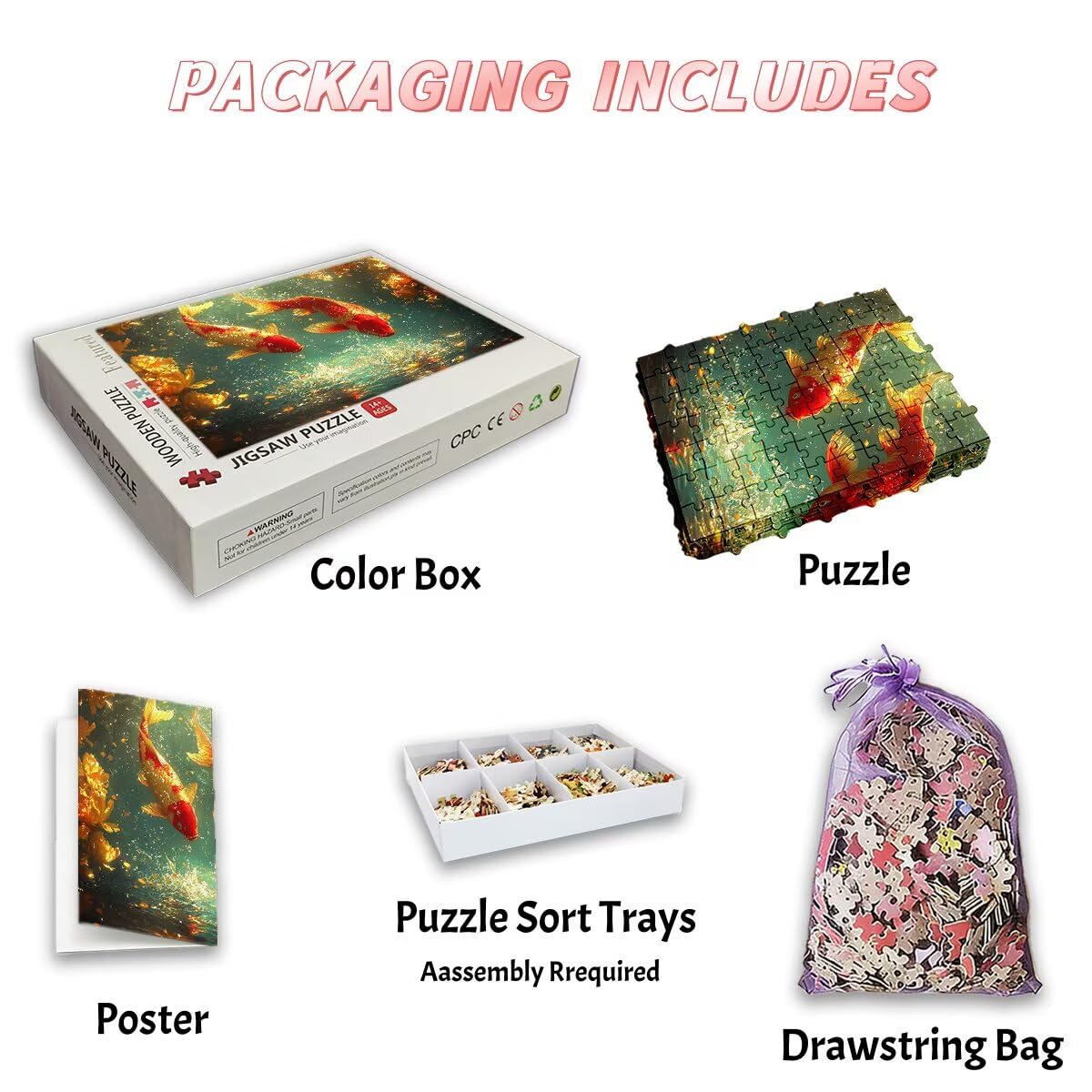 Puzzle 1500 elementów dorośli ryby, puzzle dla dorosłych 1500 elementów, kwiatowe klasyczne puzzle do gry edukacyjne w rodzinie, duże drewniane puzzle z pudełkiem na prezent dla mężczyzn, wystrój
