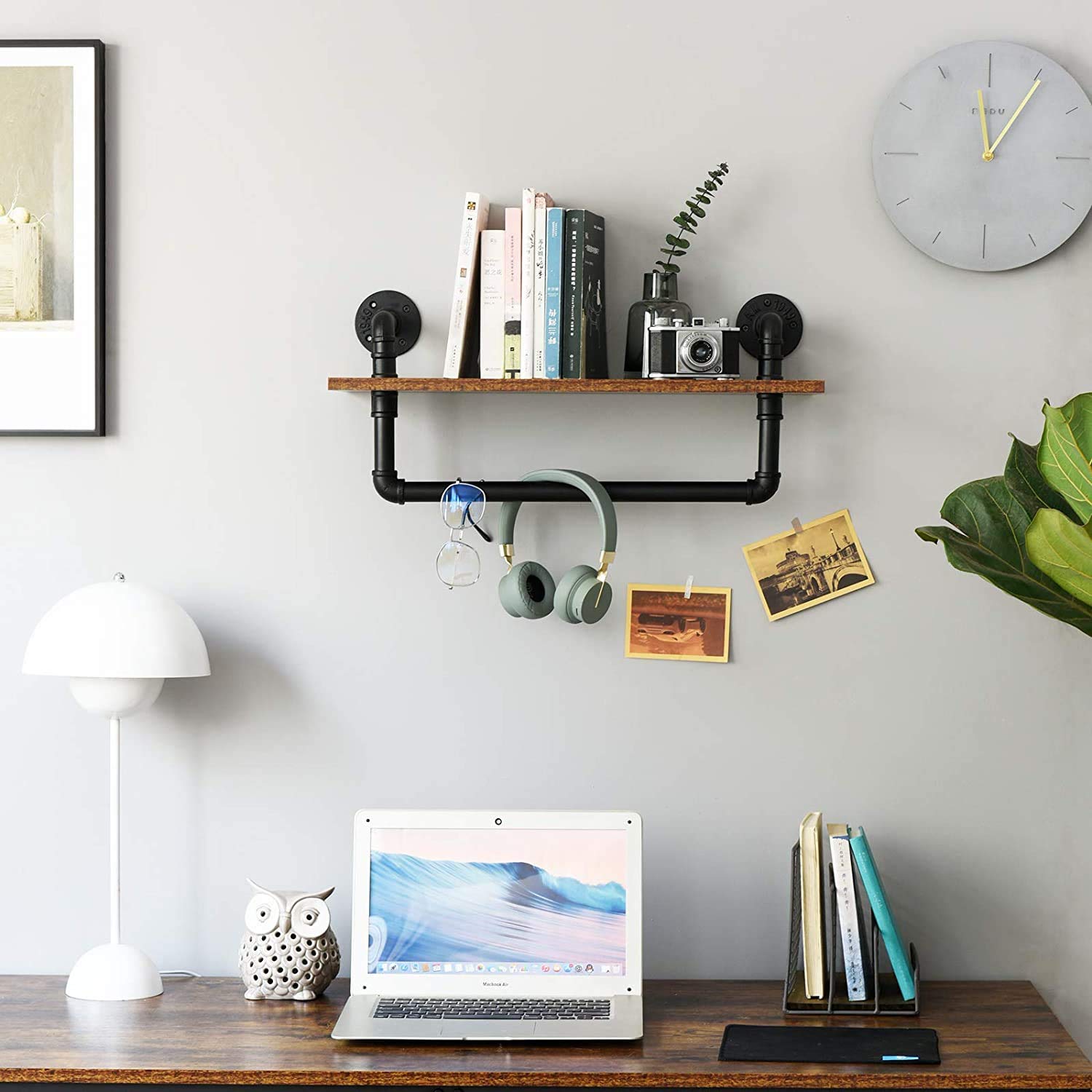 2 stuks wandplanken, vintage en zwevende planken, industrieel, boekenkast van metaal, roestlook, industriële decoratie, stabiel hangrek en buisrekken voor woonkamer, bar, hal