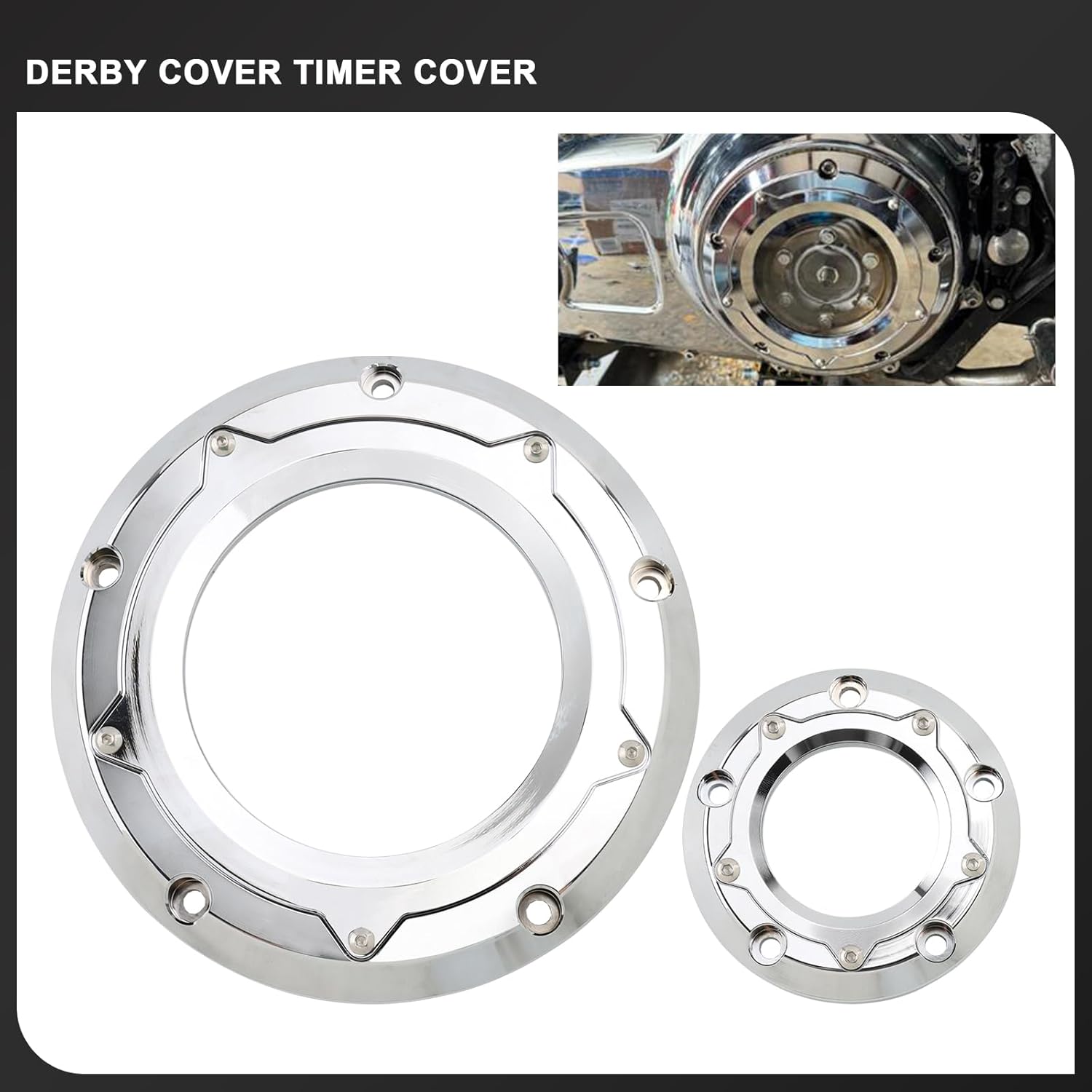 Derby Cover Timing Timer Cover for Harely Touring 1999-2015 Road King Electra Street Glide Road Glide Dyna Fat Bob Street Bob 1999-2017 Softail Fat Boy (Chrome)