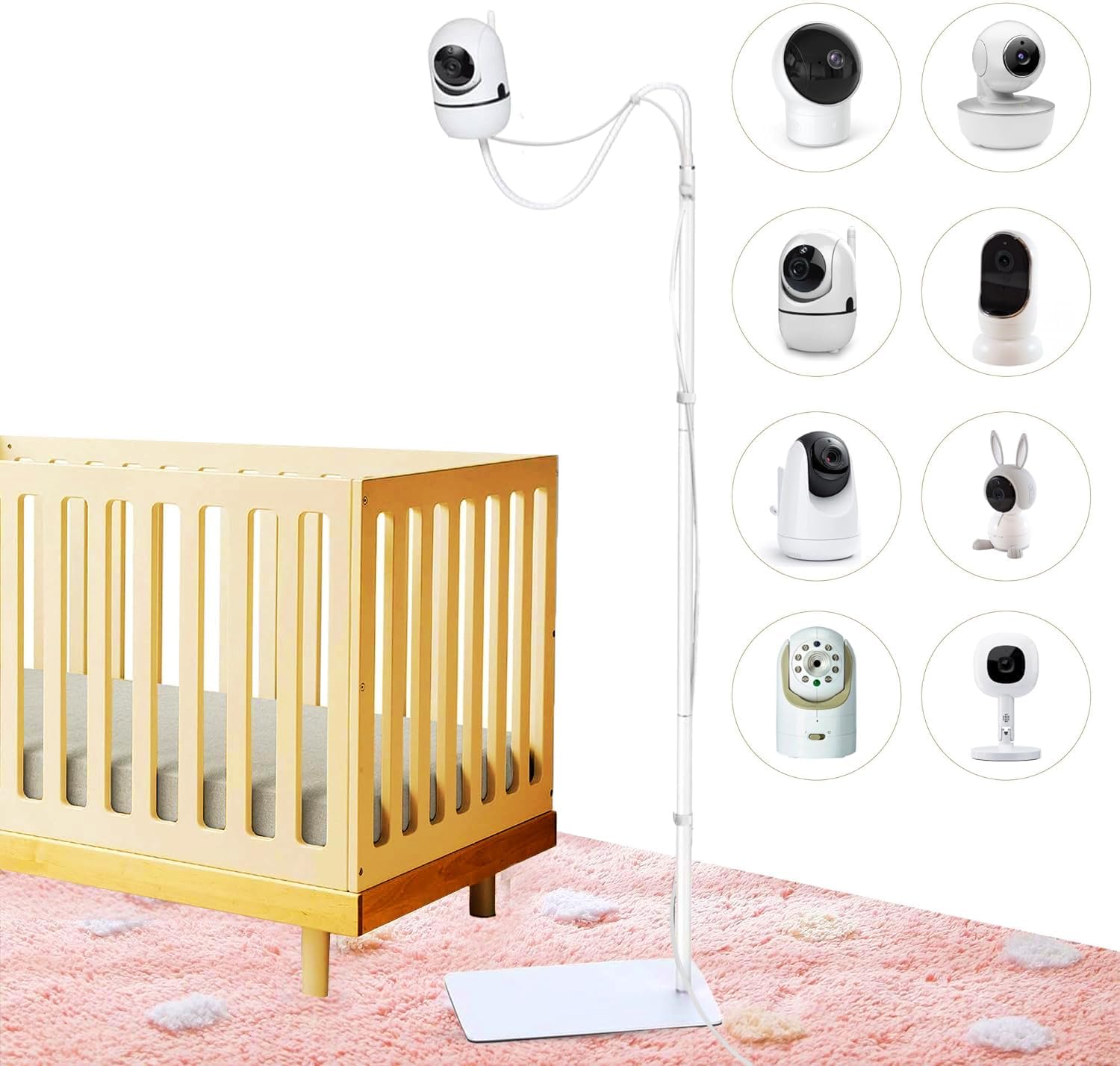 Baby Monitor Floor Stand Holder Compatible with Infant Optics, Hello Baby, Nanit Floor Stand, Motorola, Vava, Baby Monitor Mount Secure, Adjustable & Universal Mount