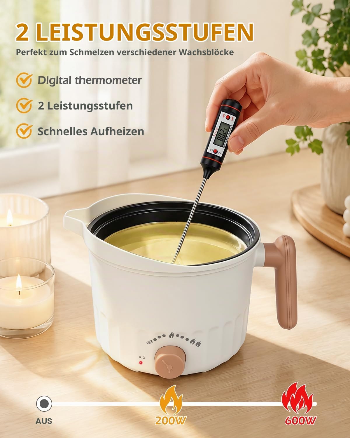 Kerzen Selber Machen Set, Kerzenherstellung Duftkerze Geschenke Diy Set mit 1.8L Wachsschmelzer, 460g Sojawachs, 50 Dochte, 40 Aufkleber, 1 Thermometer, Candle Making Kit für Selbst Erwachsene Kinder
