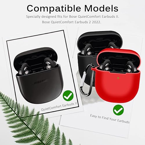 Miniatura 5 de Funda compatible con Bose QuietComfort Earbuds II, [LED frontal visible] [llavero] funda protectora de silicona para audífonos Quietcomfort II 2022