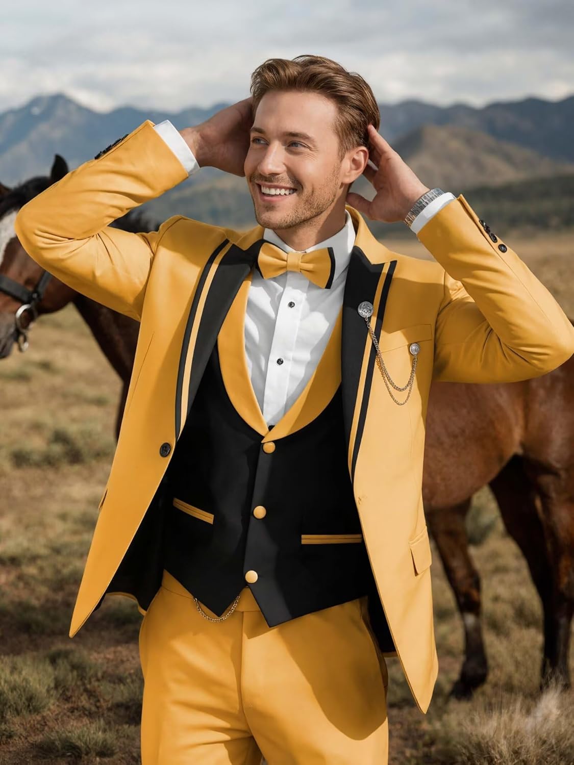 Suits for Men Slim Fit 3 Piece Mens Tuxedo Suit Set Business Wedding Prom Suits for Men Blazer Jacket Vest Pants