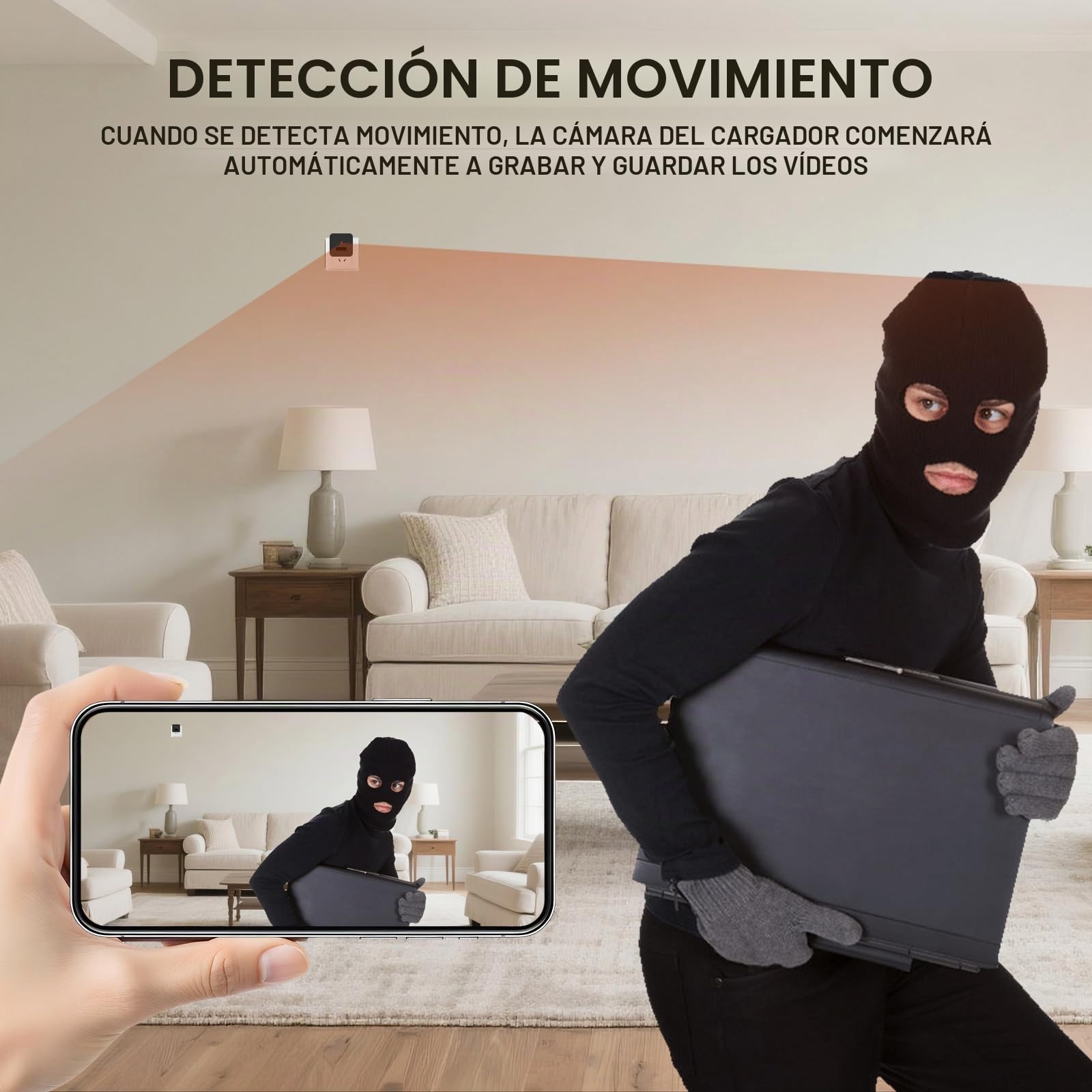 Cámara cargadora, mini cámaras 1080P, grabadora de video con detección de movimiento, cámaras de seguridad para el hogar, la oficina
