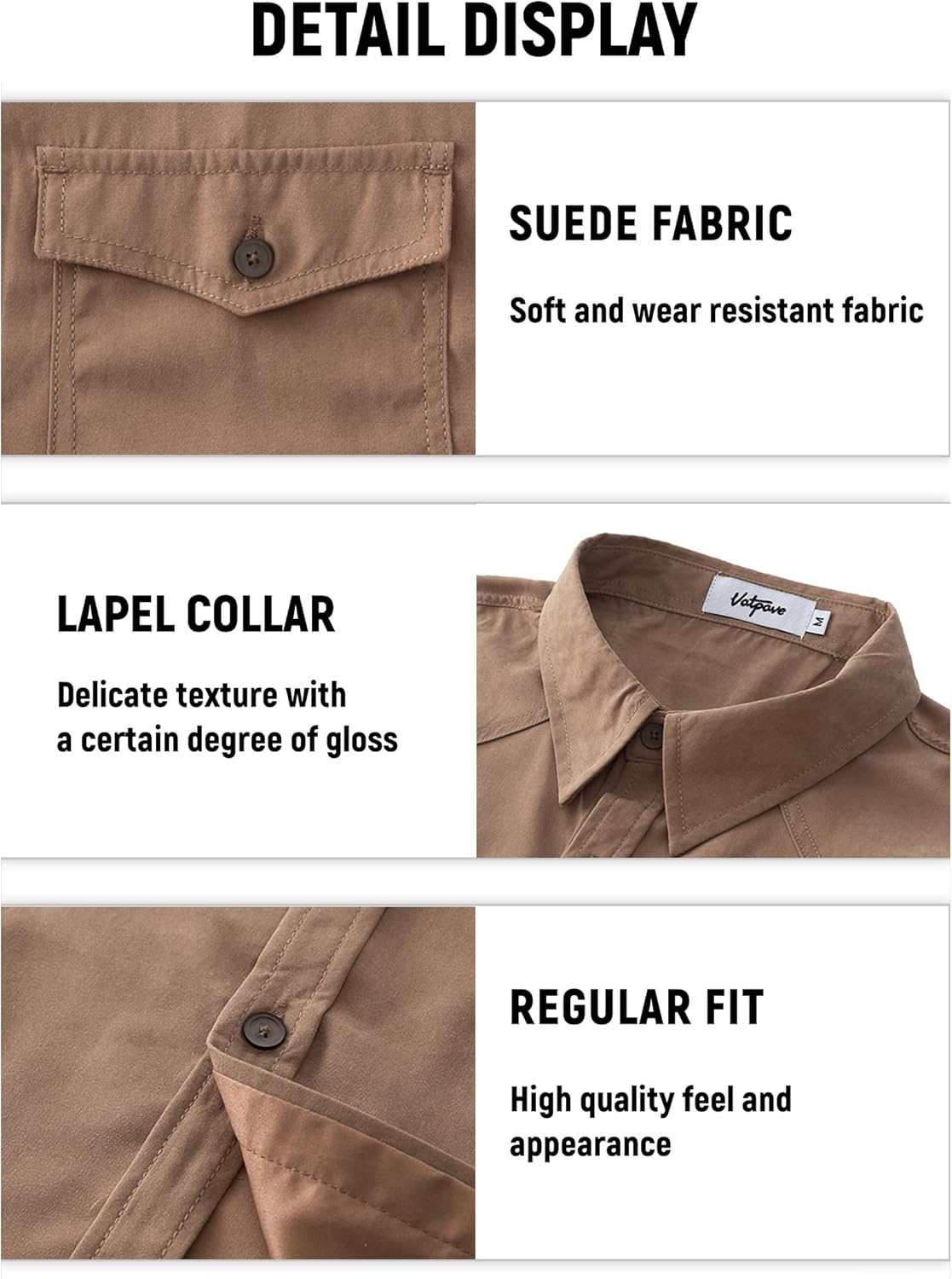 VATPAVE Mens Western Cowboy Shirts Button Up Shirts Long Sleeve Work Shirts for Men with Two Pockets - Image 4