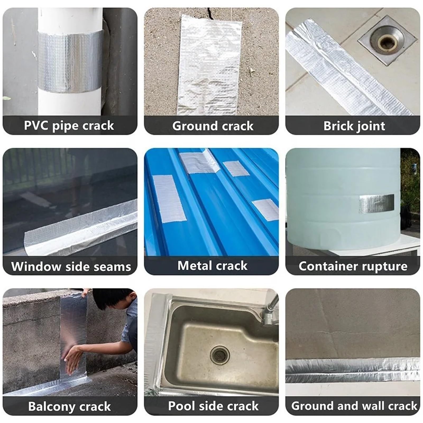 Cinta De Butilo Para Reparación Cinta impermeable de aluminio de butilo for techo, a prueba de fugas, resistente a altas temperaturas, tuberías, paredes, pegatina de fugas, cinta súper adhesiva for fi