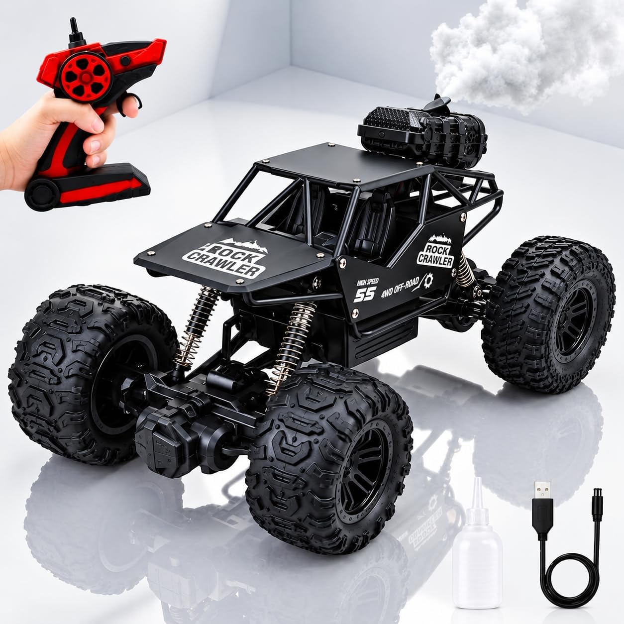 Sky Tech® Rock Crawler Car with Smoke Offroader Rc Car High Speed 5 Functions 1:16 RC Car with Smoke Fog Styled Climbing Monster Truck Rechargeable Remote Control Car for Kids 【Colors as Per Stock】 — Amazon image 5