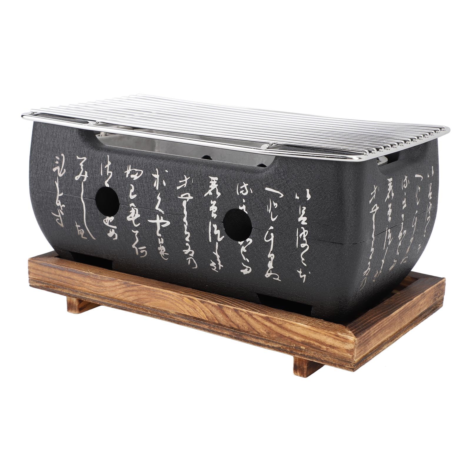 Luqeeg Japanese Grill, Food Charcoal Stove, Portable Japanese BBQ Grill, Rectangle Food Charcoal Stove with Base Japanese Tabletop Household Barbecue Tools for Home Camping (XL)