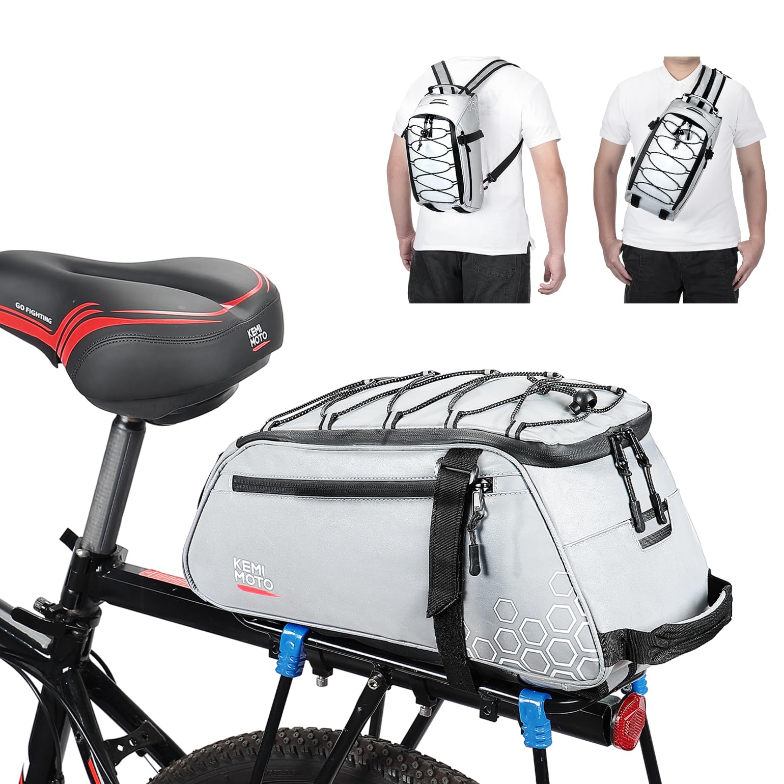 KEMIMOTO 11L Fully Reflective Rack Bag