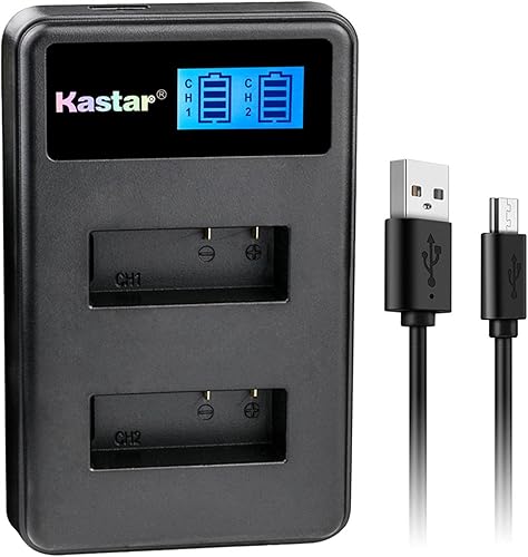 Kastar Cargador USB dual LCD para Qumox BAT-412 y SJCAM SJ500X Elite SJCAM SJ6000 SJCAM SJ7000 SJCAM SJ8000 SJCAM SJ9000 Pruveeo DV200 Cámara de