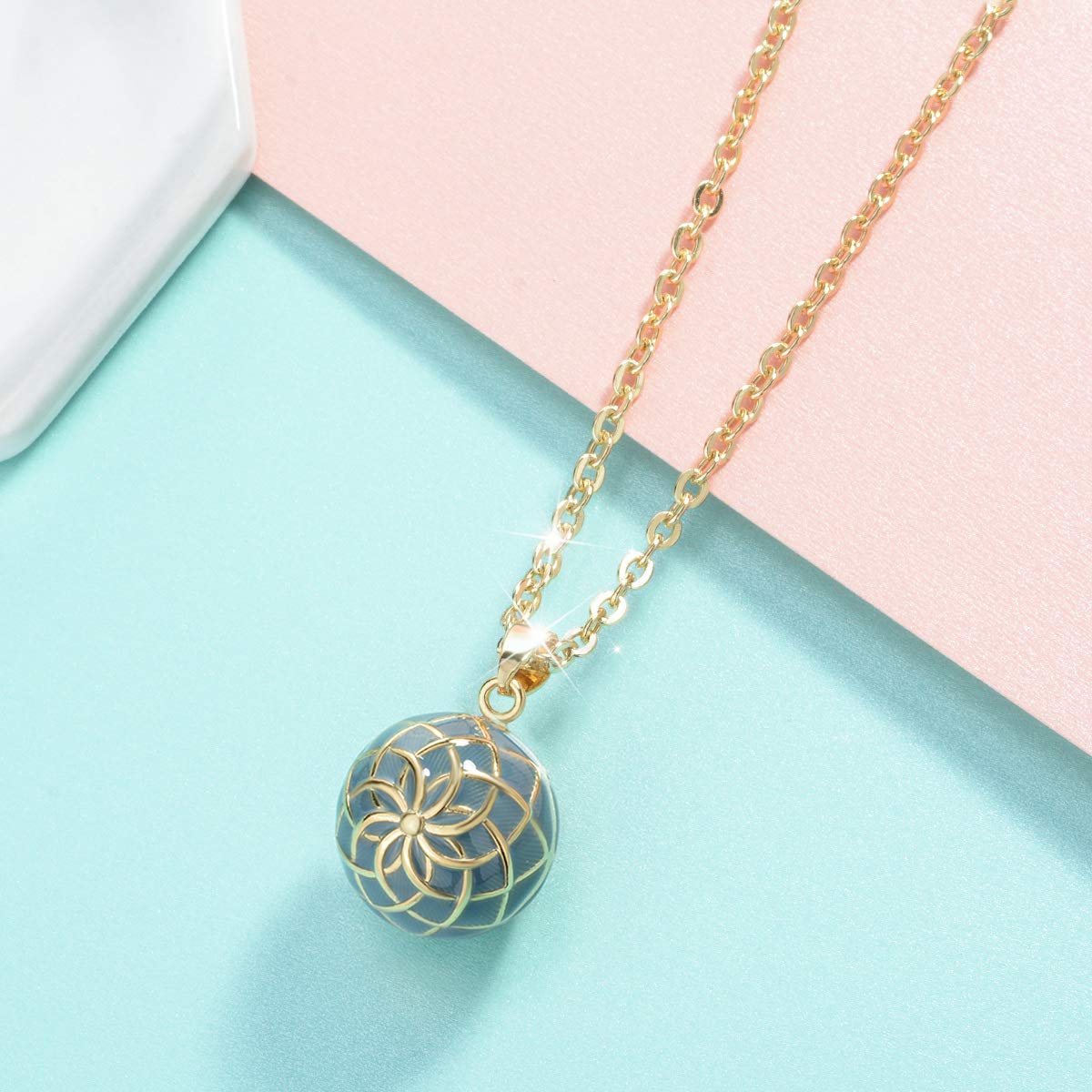 AEONSLOVE Bola Klangkugel Schwangerschaft Kette Schwangerschaftsbola mit Kette Vintage Engels Rufer Halskette Geschenke für Schwangere Werdende Mutter
