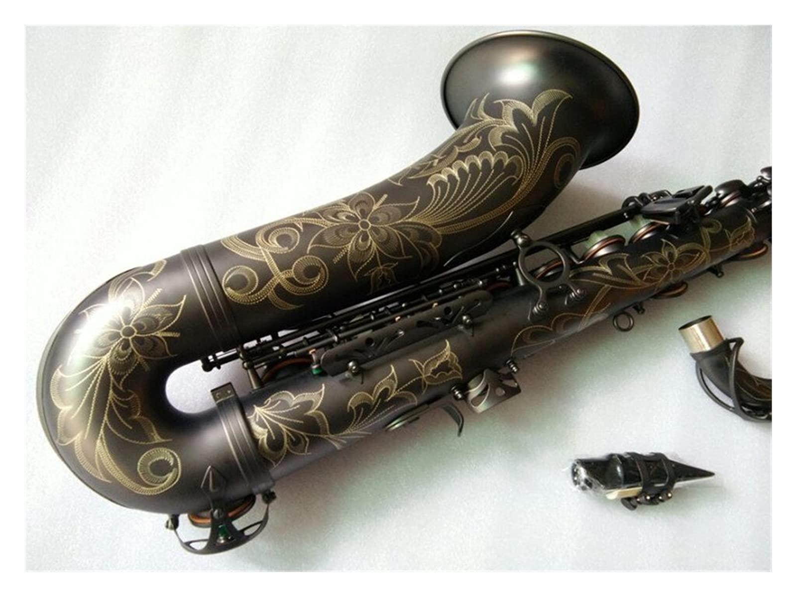 Sassofono Tenor Black Matte Matte Strumento Musical Professionale Nero con Cassaforte Sassofono Studenti