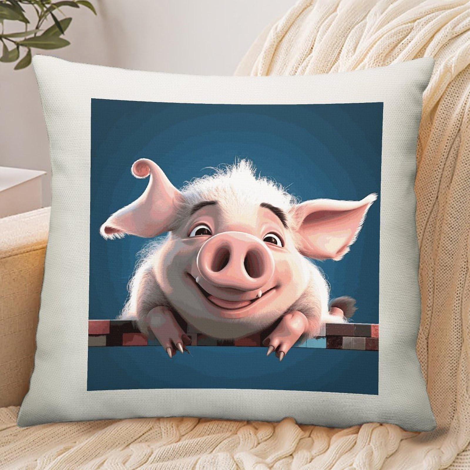 Adfgyerh Style Smiling (22) Pillow Cover Breathable,Pillowcases Boho Decorative Envelope Closure,Throw Pillow Covers For Beach,Patio,Balcony,Couch Living Room 18 * 18In
