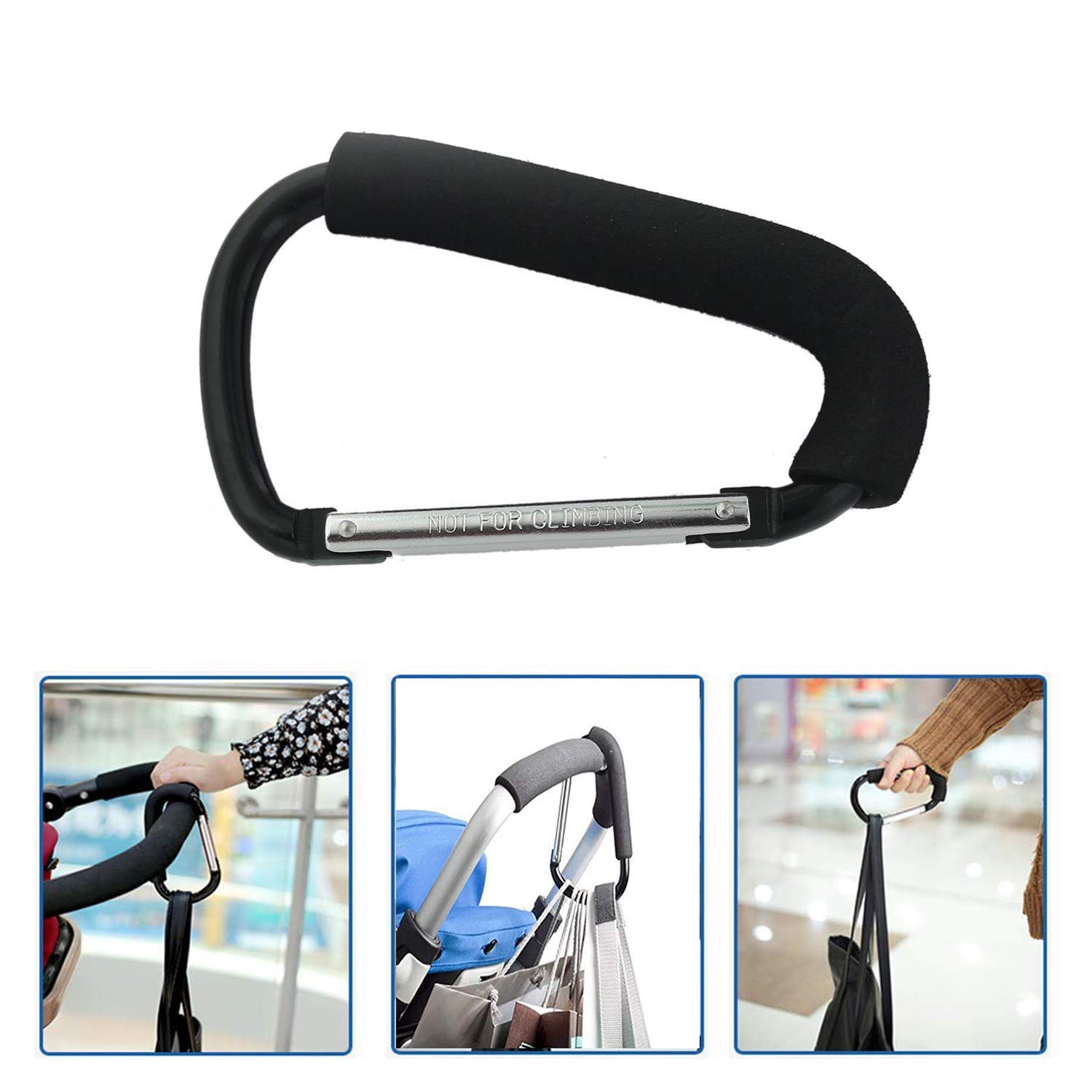 HAME Baby Stroller Clip Hooks Baby Pushchair Pram Hanger Baby Shopping Bag Holders (Black) 2