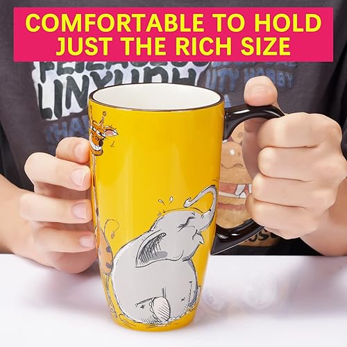 Miniatura 4 de Taza de café de cerámica de porcelana novedosa taza de elefante para amantes de los animales, taza de té grande de 20 onzas, regalos de cumpleaños