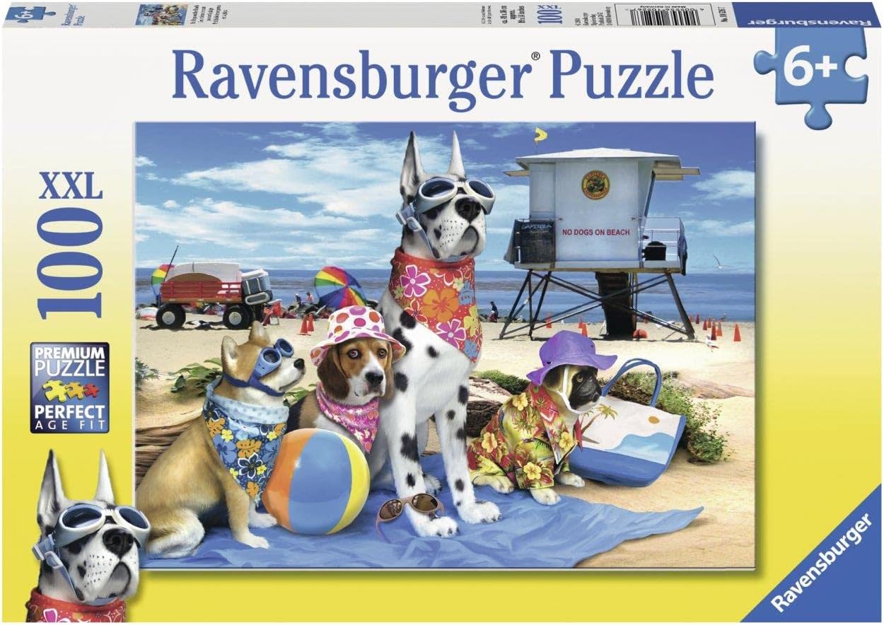 Ravensburger No Dogs on The Beach 100 Piece Jigsaw Puzzle for Kids – Every Piece is Unique, Pieces Fit Together Perfectly , Blue