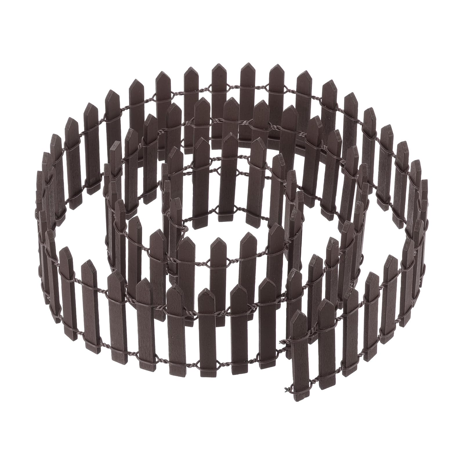 PATIKIL 39" L x 2" H Miniature Fairy Garden Fence, Mini Ornament Wood Picket Fence for DIY Dollhouse Garden Brown