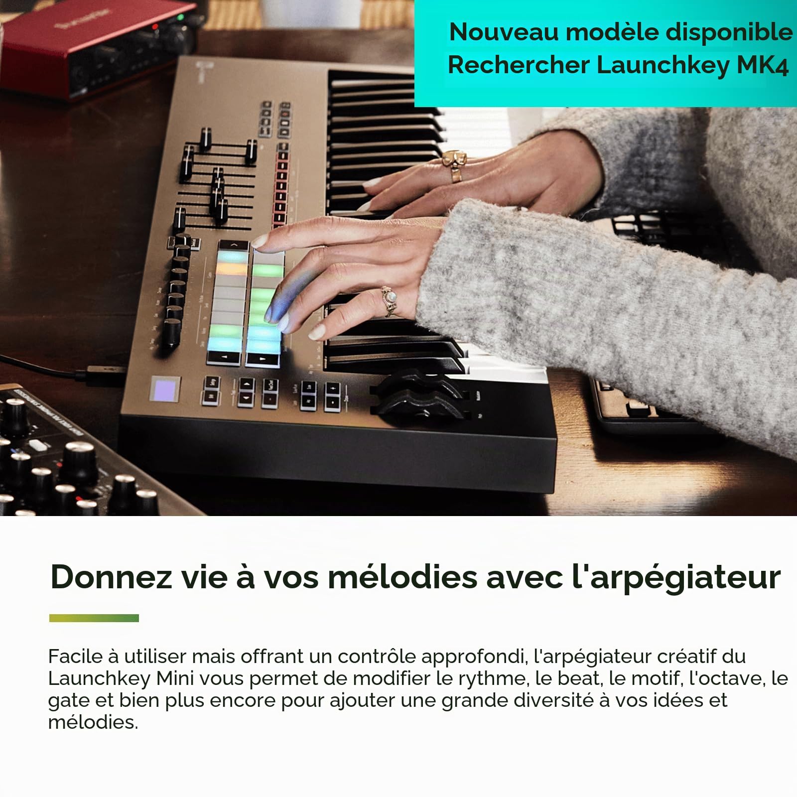 Novation Launchkey 49 [MK3], clavier maître MIDI — intégration parfaite avec Ableton Live. Modes Chord et Scale, et arpégiateur. Tous les logiciels nécessaires à la production musicale.