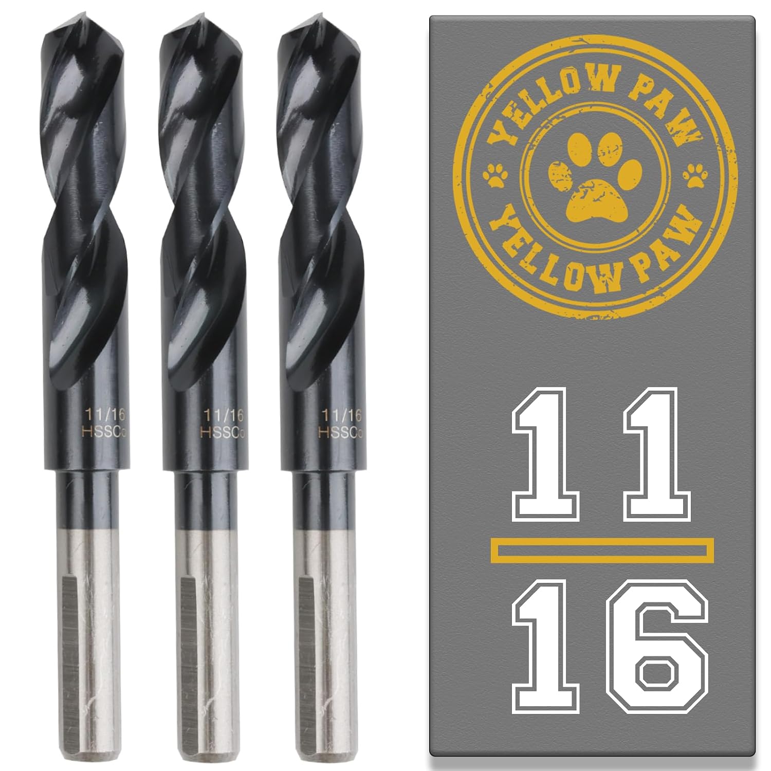 11/16 Inch Drill Bit (3 Pack) Industrial Grade M35 Cobalt Titanium Aluminum Nitrite - 11/16" Diameter & Total Length of 6" with Working Length of 3" Easily Drill Into Metal, Steel, & Aluminum 11/16" 3