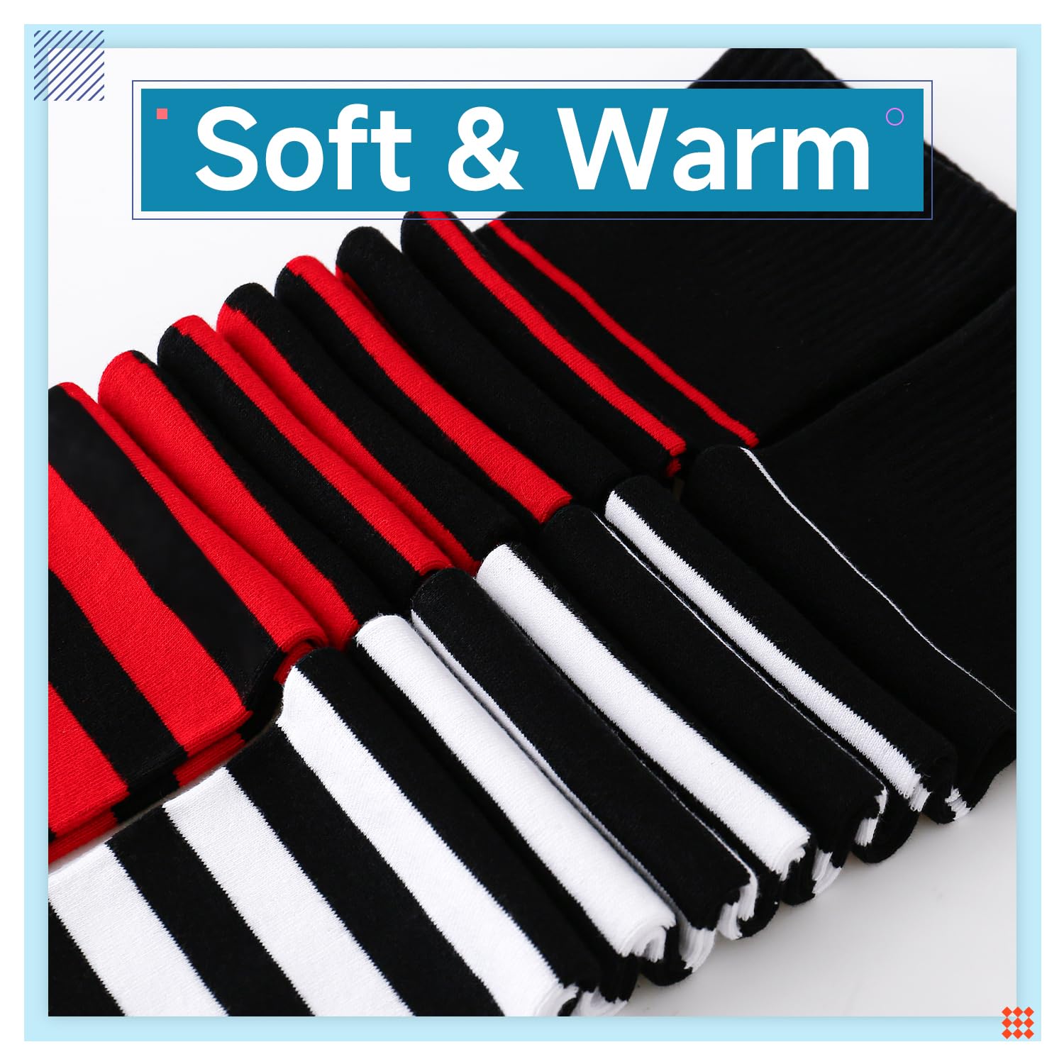 Kayhoma Extra Long Gradient Zebra Stripe Thigh High Socks Over the Knee High Socks: Black&whtie / Black&red