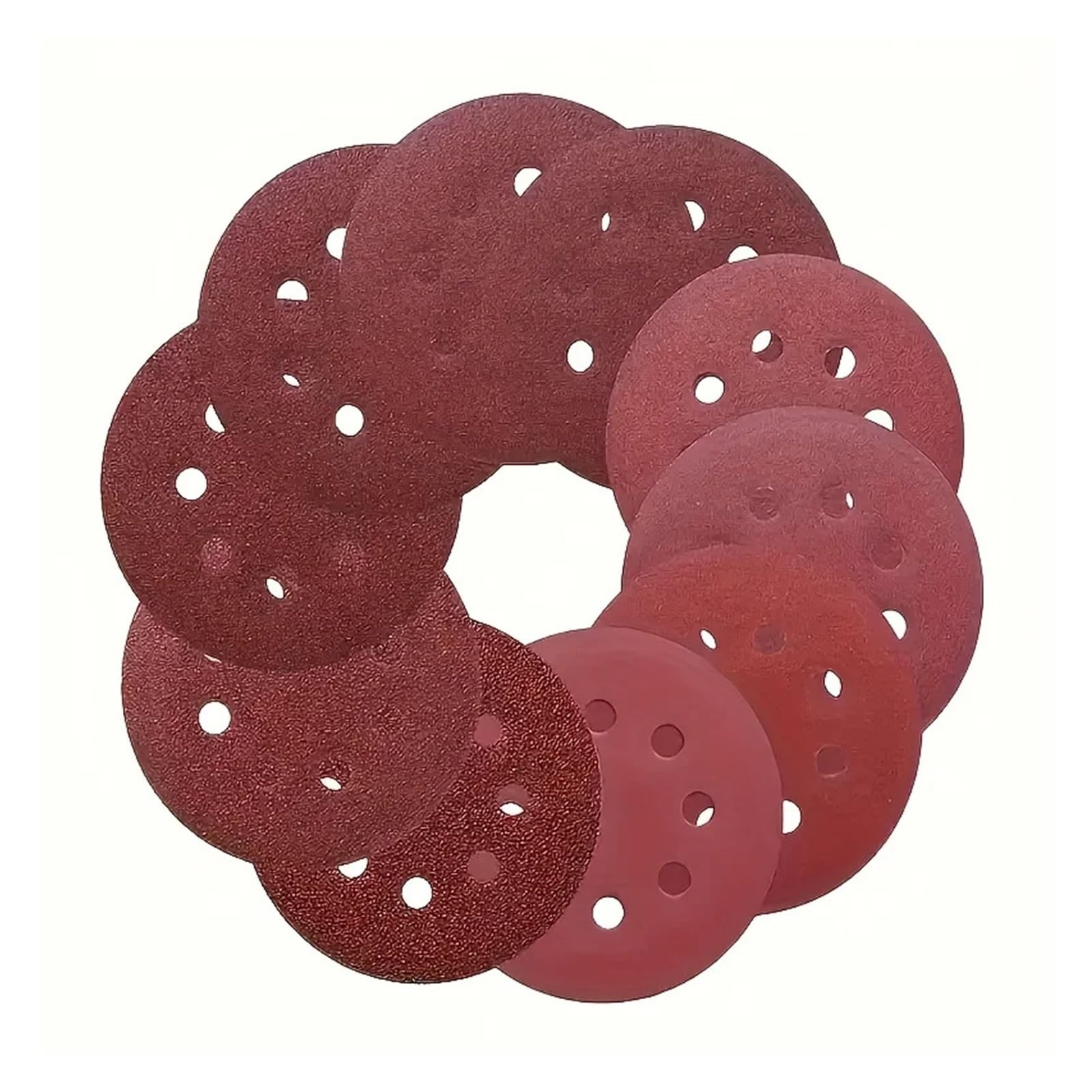 100 piezas de papel lija 8 agujeros 5 pulgadas-grano 120/150/180/240/320/400/600/800/1000-para lijadoras orbitales aleatorias Para Lijadora(Red-p150)
