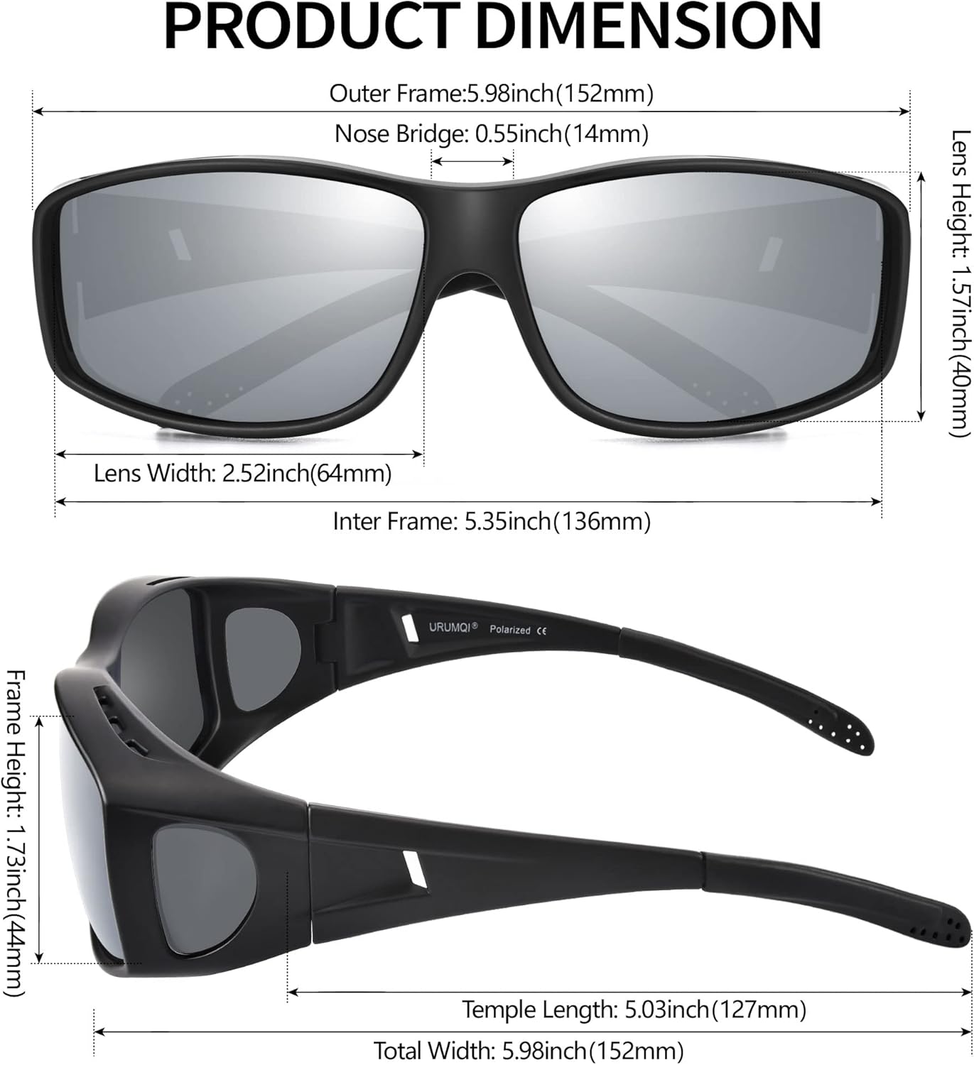 URUMQI Polarized Sunglasses Fit Over Glasses for Men Women, Wrap-around Driving Sunglasses 100% UV Protection - Image 3