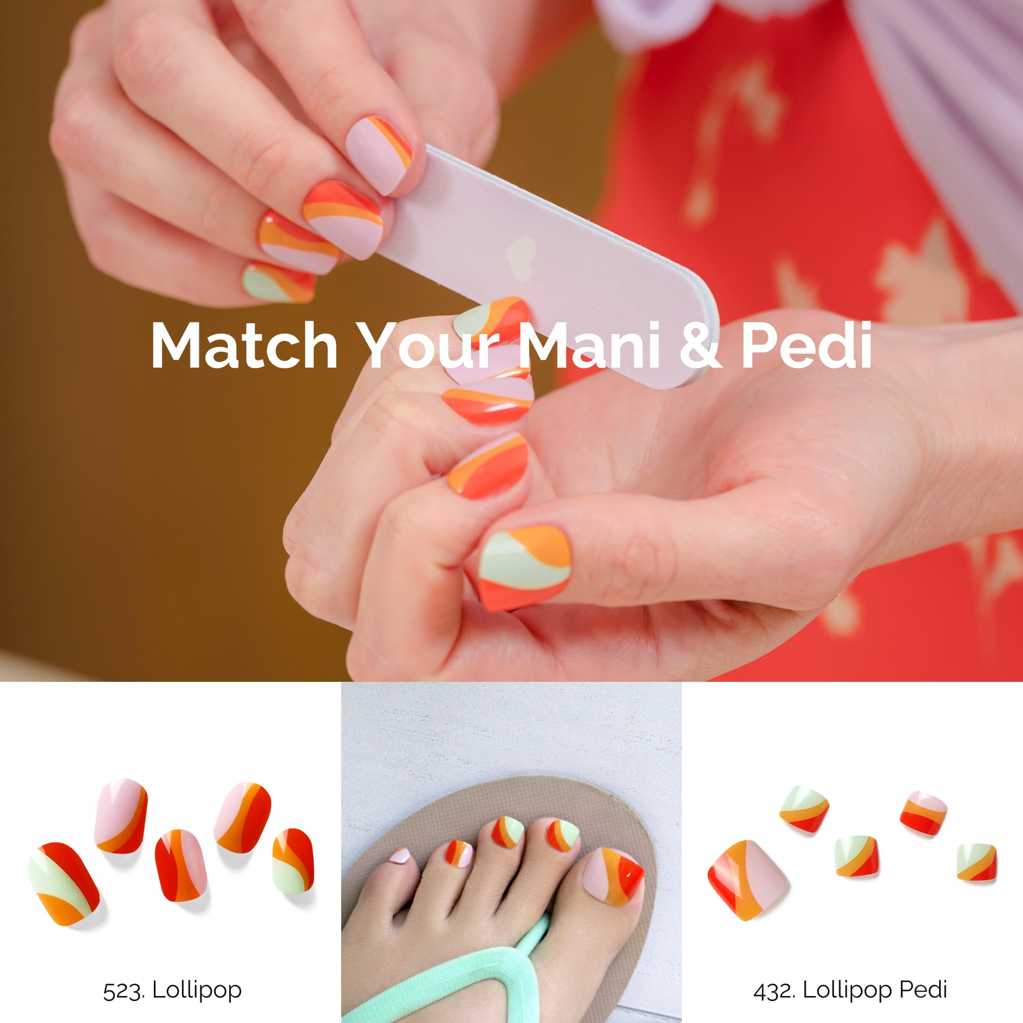 NAILOG Semi Cured Gel Nail Strips, Toe Nail Polish Strips with Glossy Gel Finishing, Lollipop - Image 4