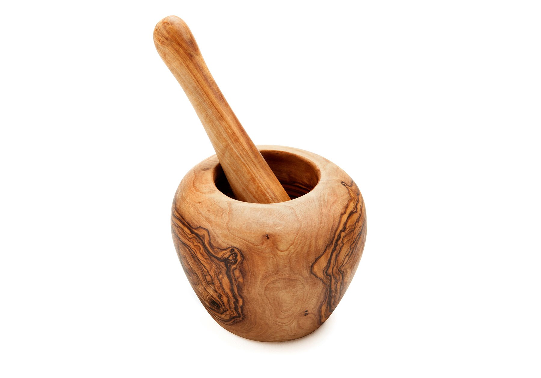 Naturehome Design Mortaio + Pestello Legno D 'ol Ivo Mortaio da Cucina Mortaio-Legno Mediterraneo Mortaio Spezie 14cm