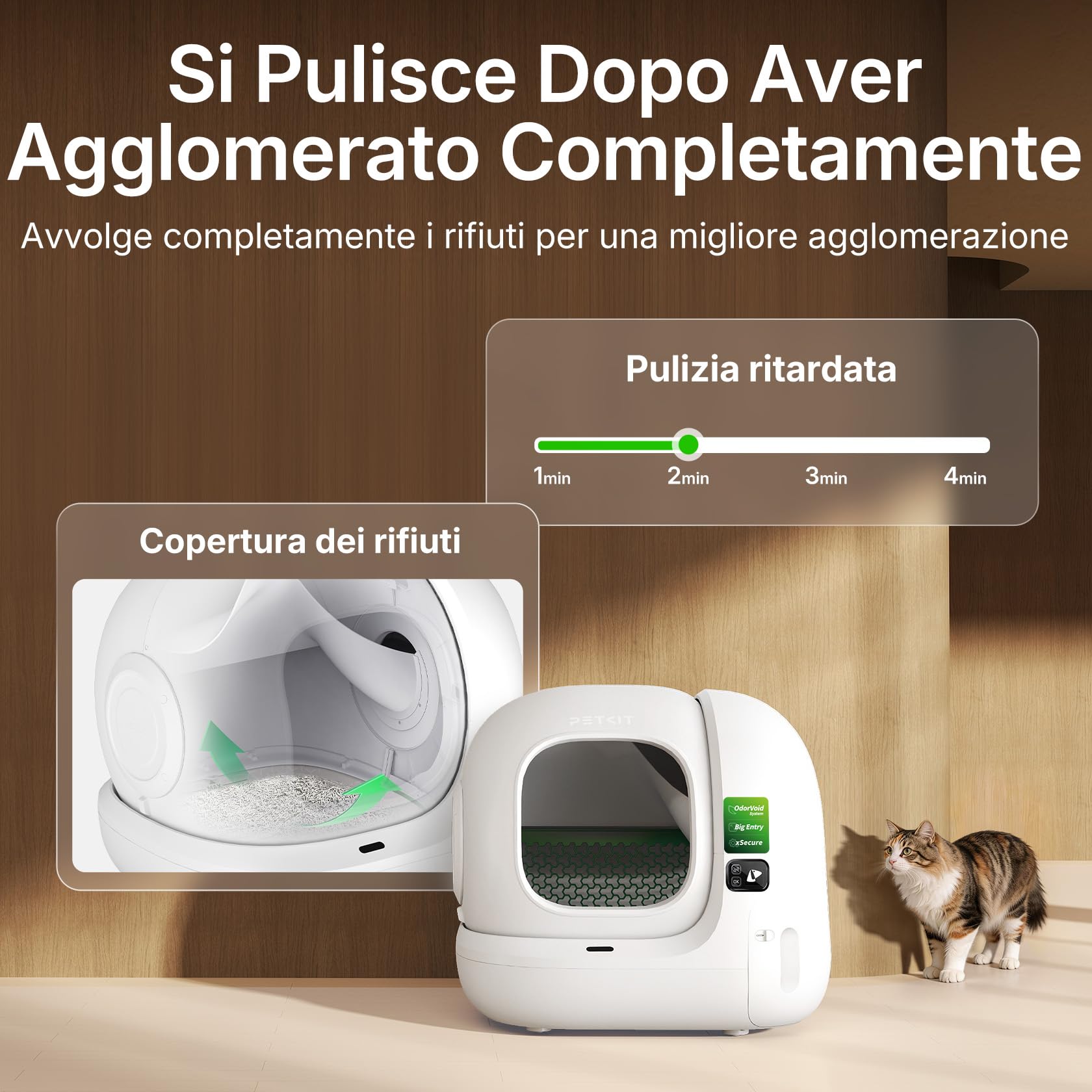 PETKIT PUROBOT MAX 3 Lettiera Gatto Autopulente, Ampio Ingresso, Spazio 76L, Doppio Sistema Deodorante, Design Anti-Perdite, xSecure Anti-Intrappolamento, Controllo App, Ideale per Famiglie Multigatto