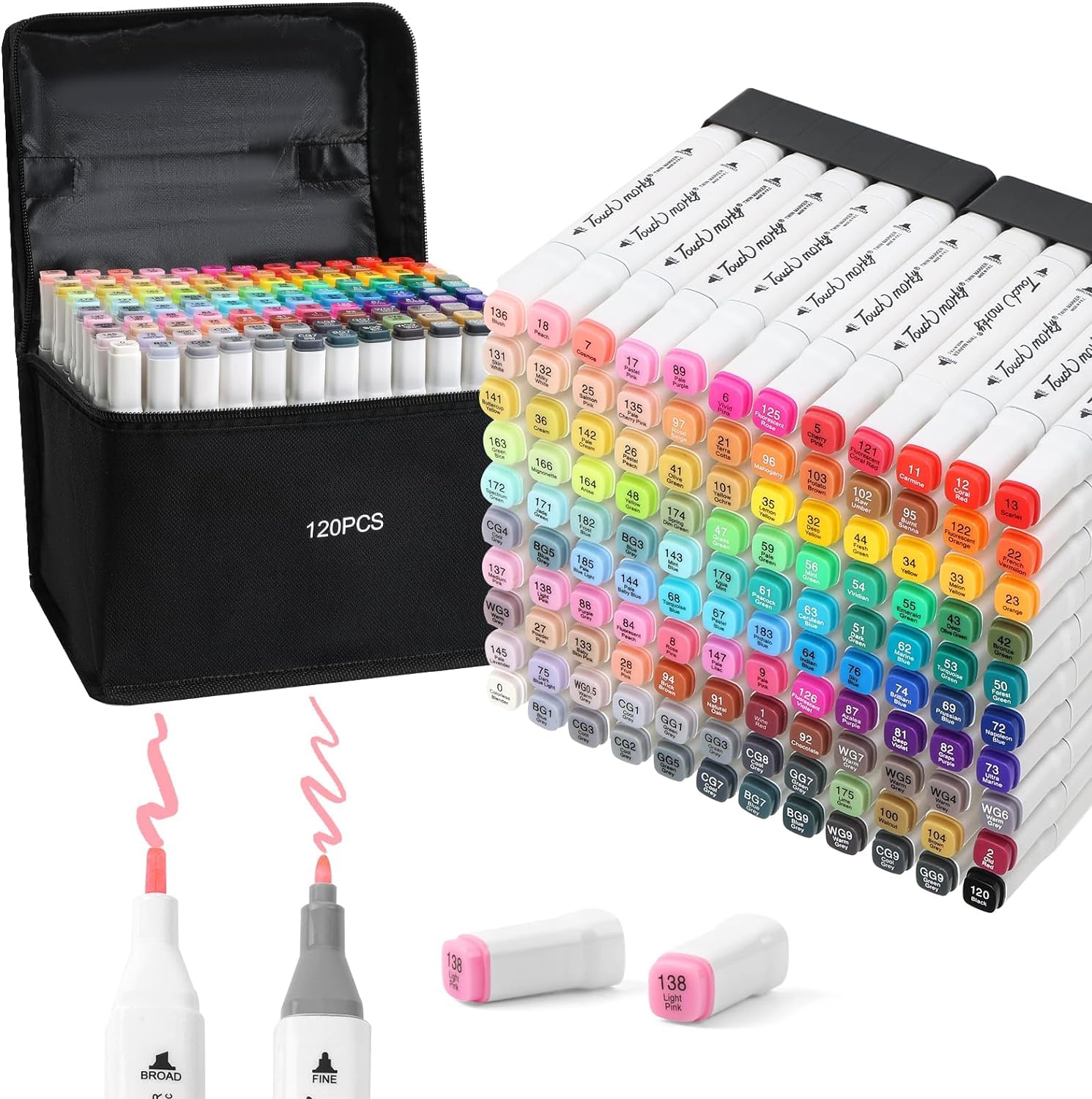 80 Colors Dual Tip Artist Alcohol Markers Set with Carrying Case-Art Marker Set for Artist Adults Coloring Illustration-Perfect for Coloring, Drawing, Sketching, Card Making