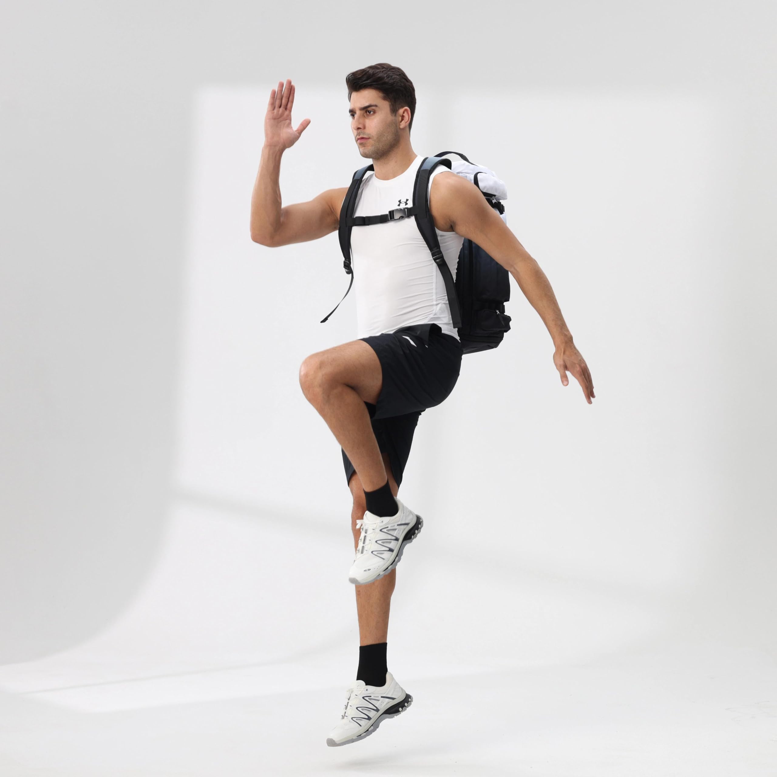 BE SMART - Mochila de gimnasio extragrande de 50 L para hombre, bolsa de gimnasio grande con compartimento para zapatos, bolsas de lona resistentes al agua, Gardient Black, XL, Mochila de lona para