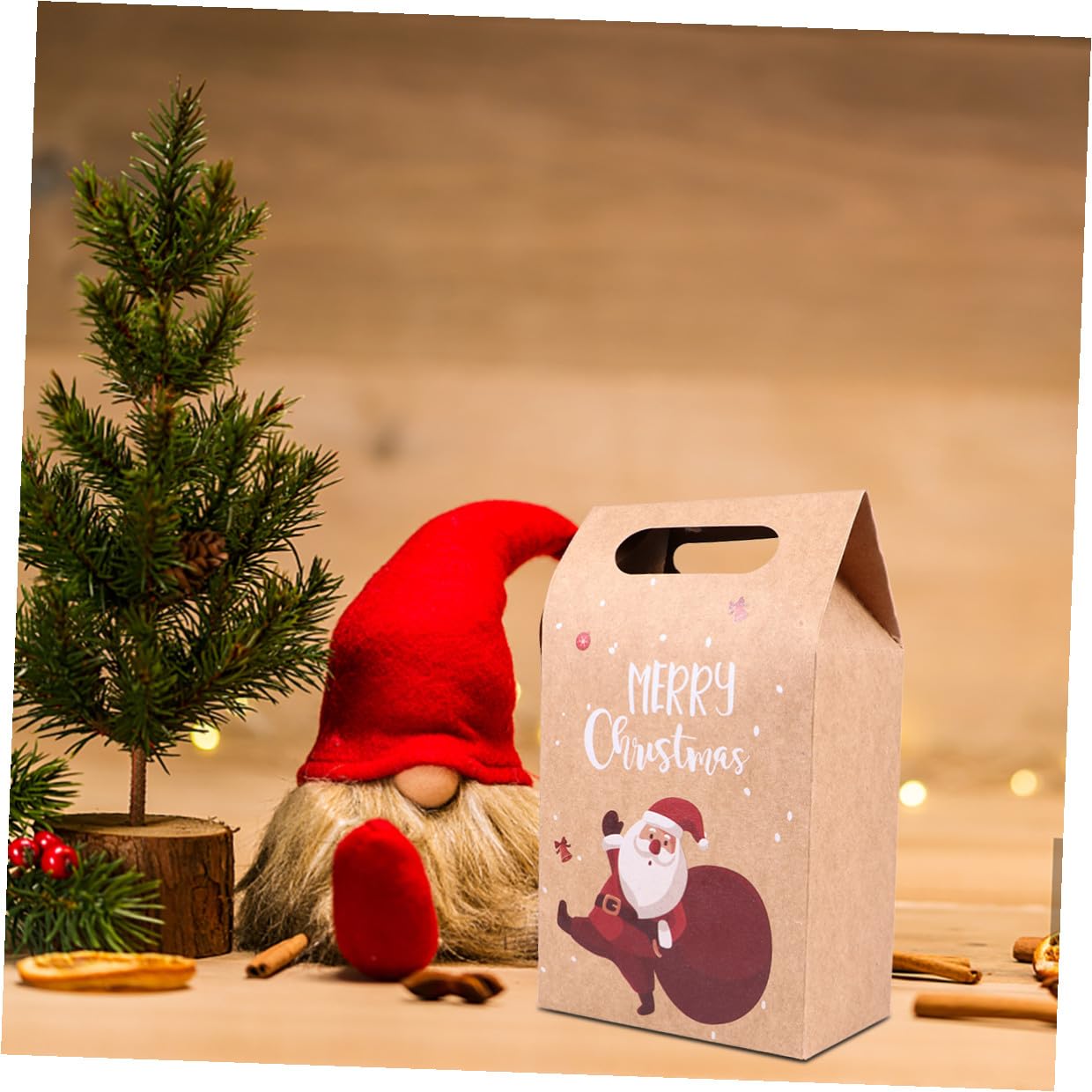 TOPPERFUN Bolsas de Papel Kraft para Navidad 24 Piezas 4 Diseños Muñeco de Nieve Papá Noel Pingüino Alce para Galletas y Dulces Reutilizables y Plegables Adecuado para Embalaje