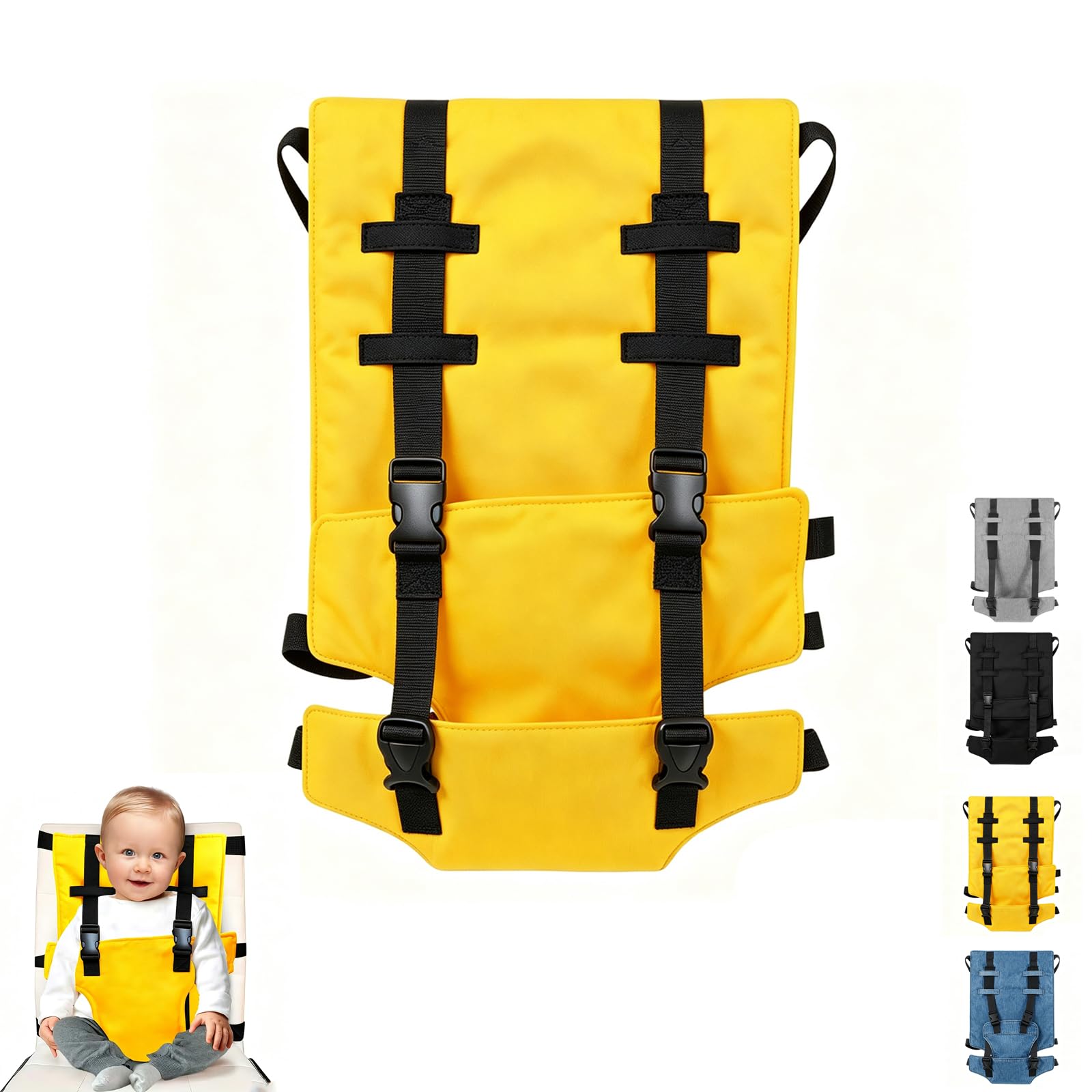 Imbracatura Sicurezza Seggiolone Bebè Portatile Cinghie Regolabili (Yellow)