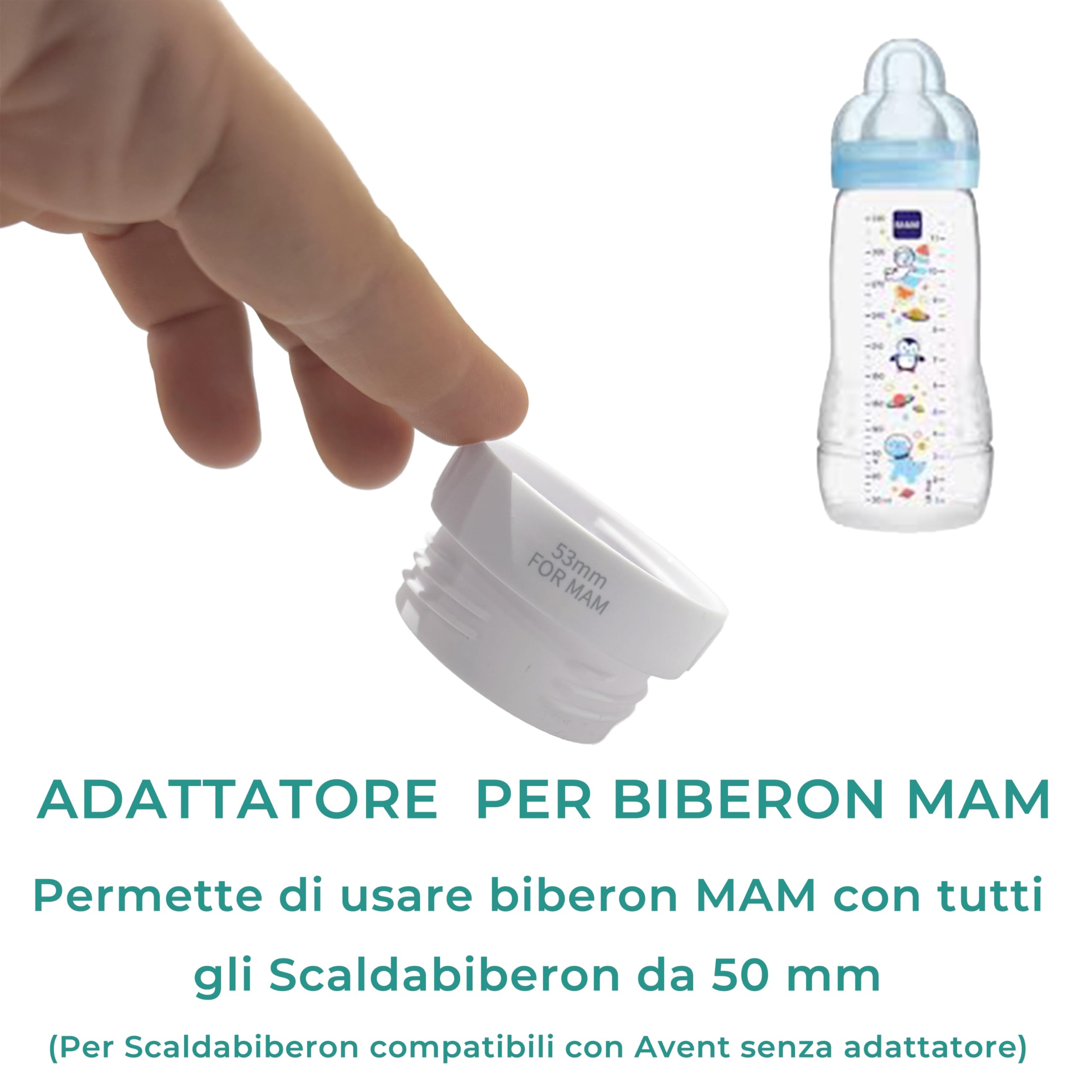 MANAMI - Adattatore per Biberon MAM - Adattatore Scaldabiberon - Compatibile con Scaldabiberon 050 mm - Attacco Universale - Facile da Usare e Pulire - Adattatore Scaldalatte materno