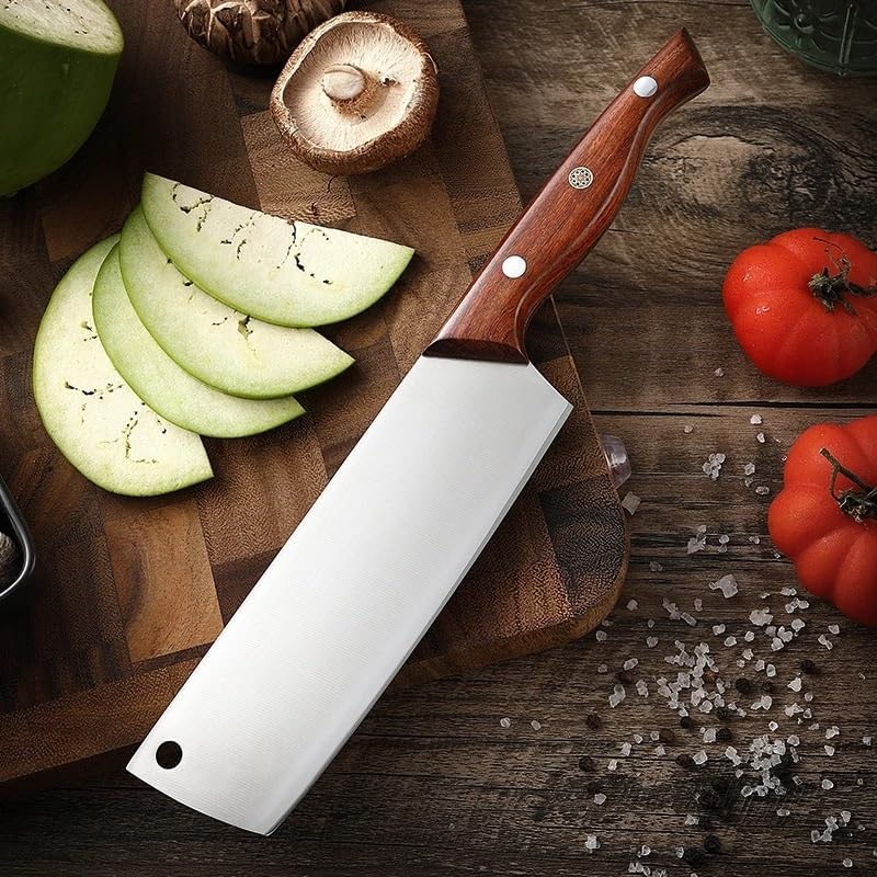 Meat Cleaver,Cleaver Knife 6.5 Inch Nakiri Knife 5Cr15 Stainless Steel Kitchen Knives Sharp Vegetable Meat Chef Knife Slicing Knifes Cutting Tools