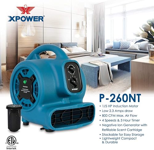 Miniatura 3 de XPOWER P-260NT Freshen Air - Ventilador difusor de aroma perfumado para aire  ionizador para aromatizar enfriar ventilar y secar inmediatamente