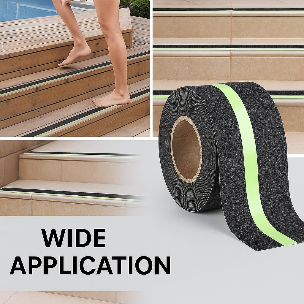 Yorwe Anti Slip Tape for Stairs Waterproof – Non-Skid Safety Gripper Tape for Home Steps, Glow in the Dark Floor Stickers, Anti Skid Tape for Tiles, Surface, and Bat (50MM x 5 Meter) - Image 9 thumbnail