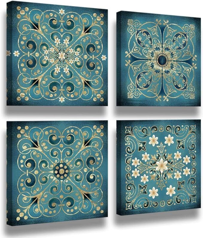 Bathroom art Bedroom decor Canvas wall art Floral pattern Print