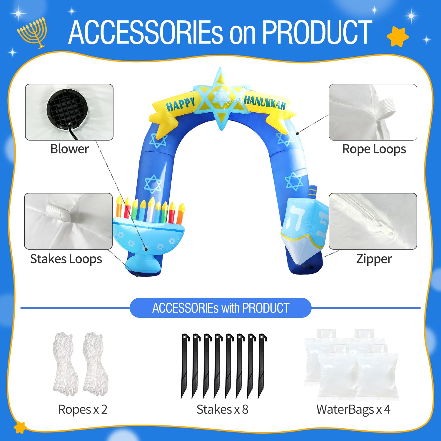 Snapklik.com : DomKom 8FT Hanukkah Inflatable Arch Decoration, Chanukah ...