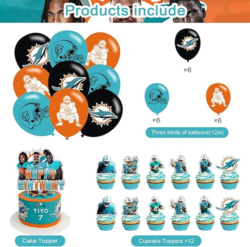 Miniatura 3 de Decoraciones de fiesta de cumpleaños, decoraciones de fútbol, incluye globos de fiesta de niños, pancarta, decoración para tartas y cupcakes