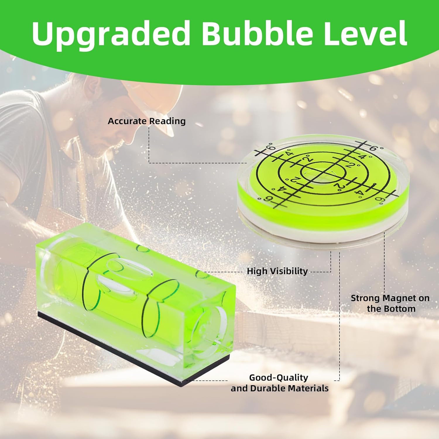 9pcs Small Square Round Bubble Spirit Level, Square & Circular Mini Magnetic Pocket Bubble Levels Measuring Tool for Precise Leveling of Turntables Cameras Tripods Drills Frames & Phonographs