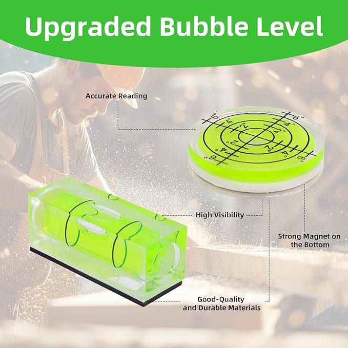 Juego de 9 Niveles de Burbuja Magnéticos Pequeños Cuadrados y Redondos miniatura 3