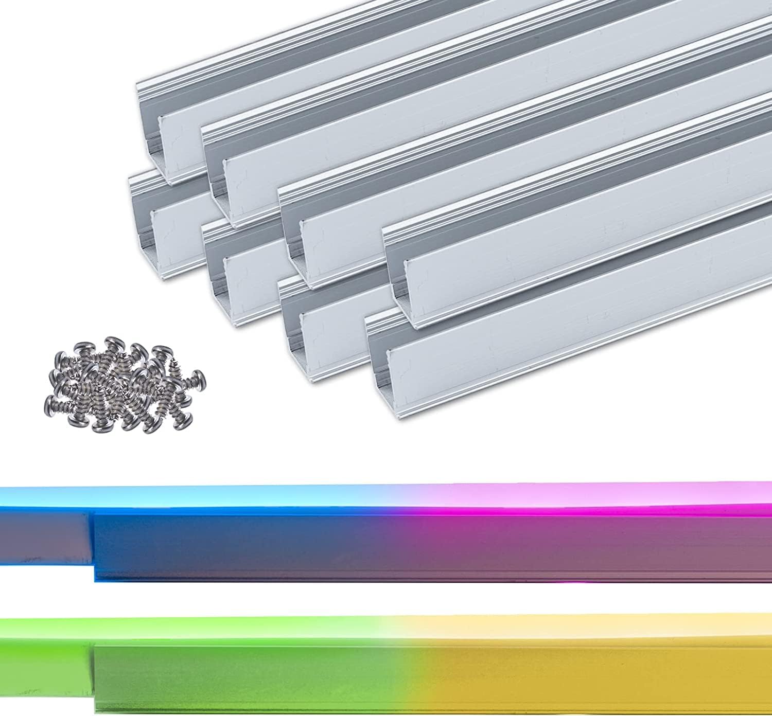Shine Decor 3.3FT/1M Aluminum Track Channel Mounting Bracket, for 10mm W x 20mm H LED Neon Rope Lights, Pack of 10