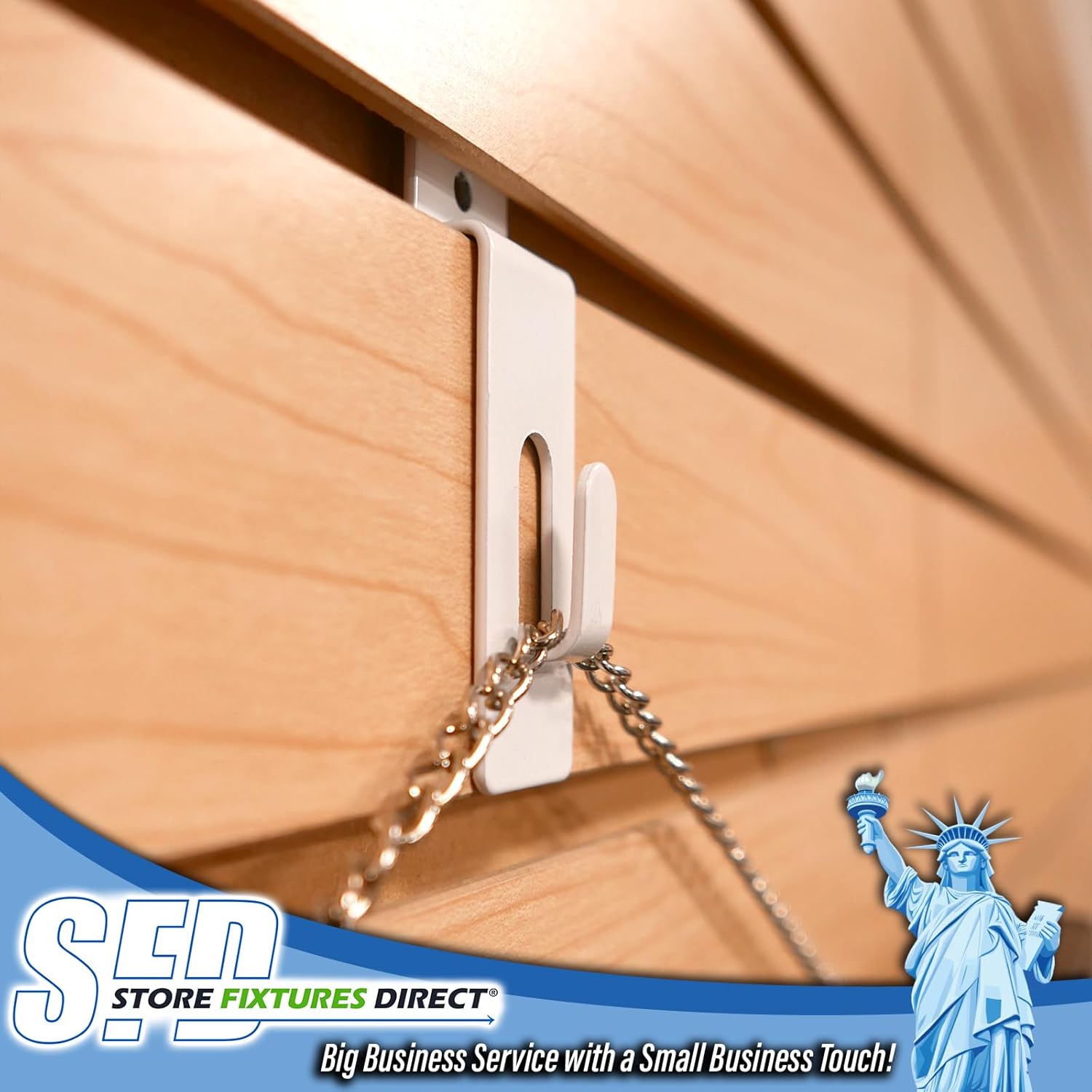 Slatwall Utility Notch Hook, Picture Hanger for Slatwall & Slat Grid, White, 20 Pack