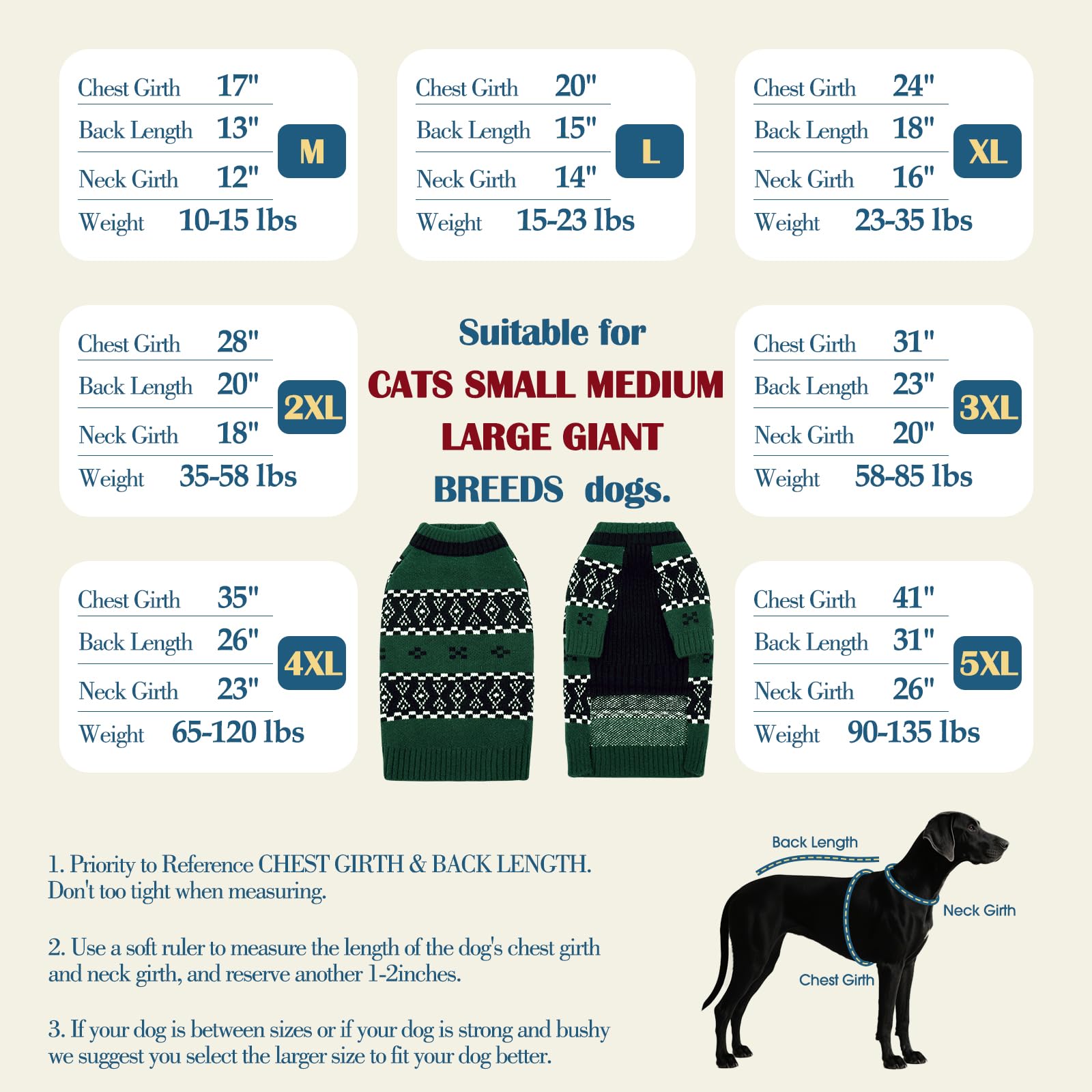 ROZKITCH Maglioni per cani extra large per cani femminili, elastico per cani, maglione natalizio con gambe anteriori per prevenire il freddo all'aperto, per animali domestici giganti in inverno e