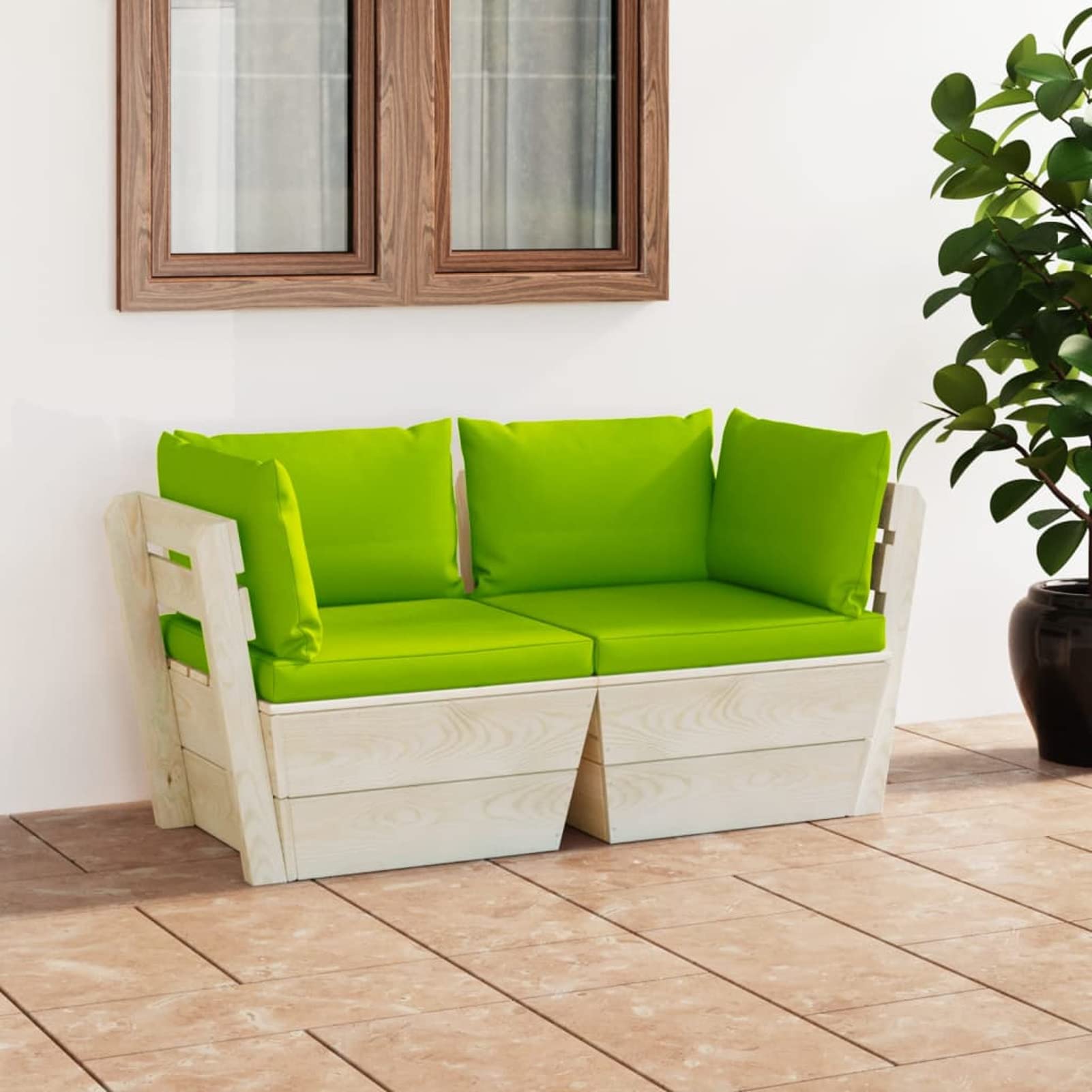 Sofá de palets de jardín 2 plazas con Cojines Sofa Jardin Muebles terraza Muebles Jardin Sofa Jardin Exterior Madera de Abeto - 3063395