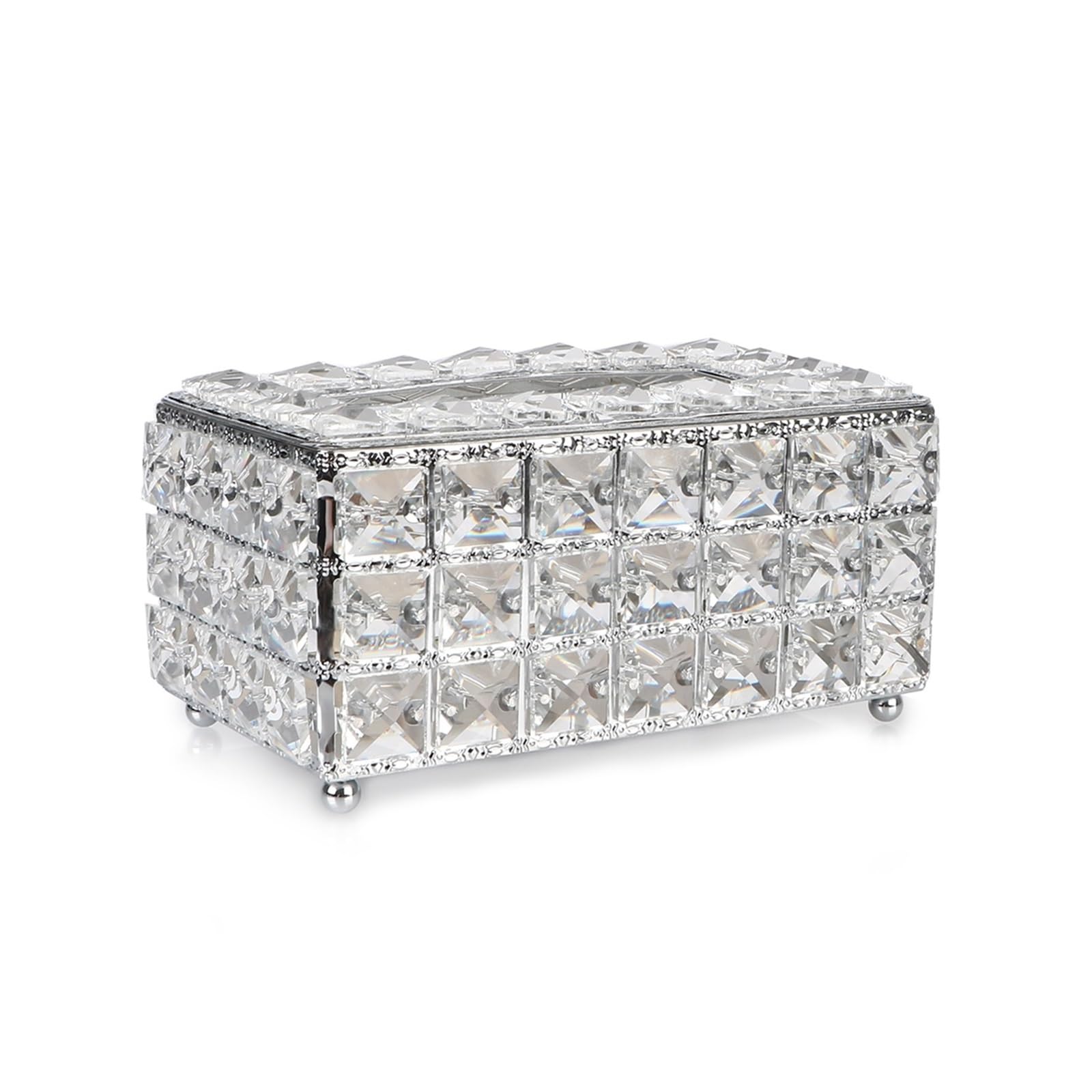 Porta Veline Dispenser di tovaglioli Cubo di cristallo quadrato Scatola di fazzoletti in stile europeo Camera da letto Ufficio Hotel Cafe Portatovaglioli da caffè Scatola Fazzoletti (Color : Silver)